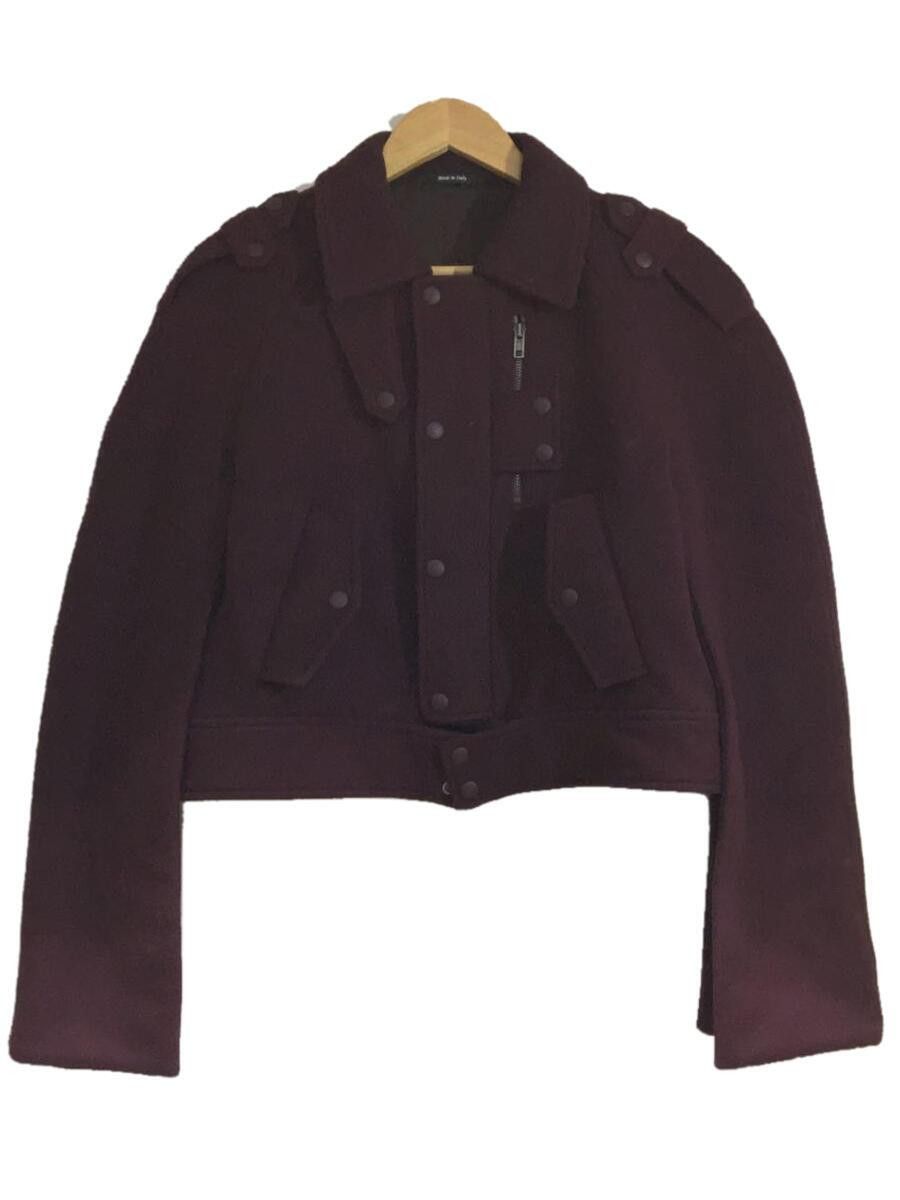 image of Maison Margiela Cropped Military Cape Poncho Jacket in Burgandy, Women's (Size Small)