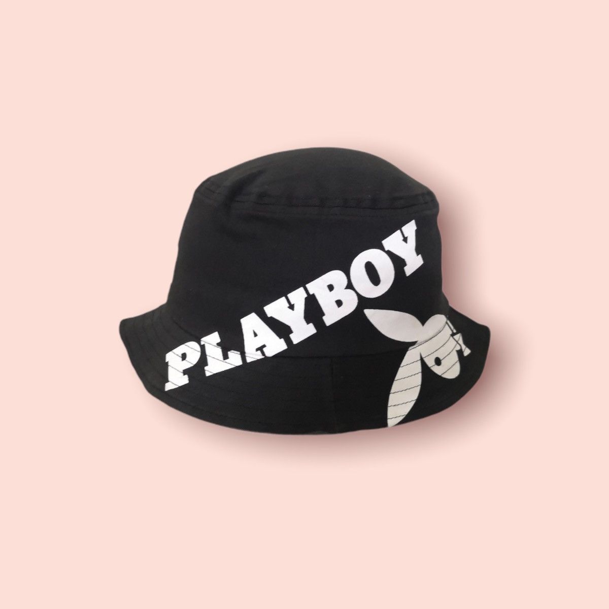 image of Hype x Playboy Very Playboy Bunny Spellouts Bucket Hat in Black, Men's