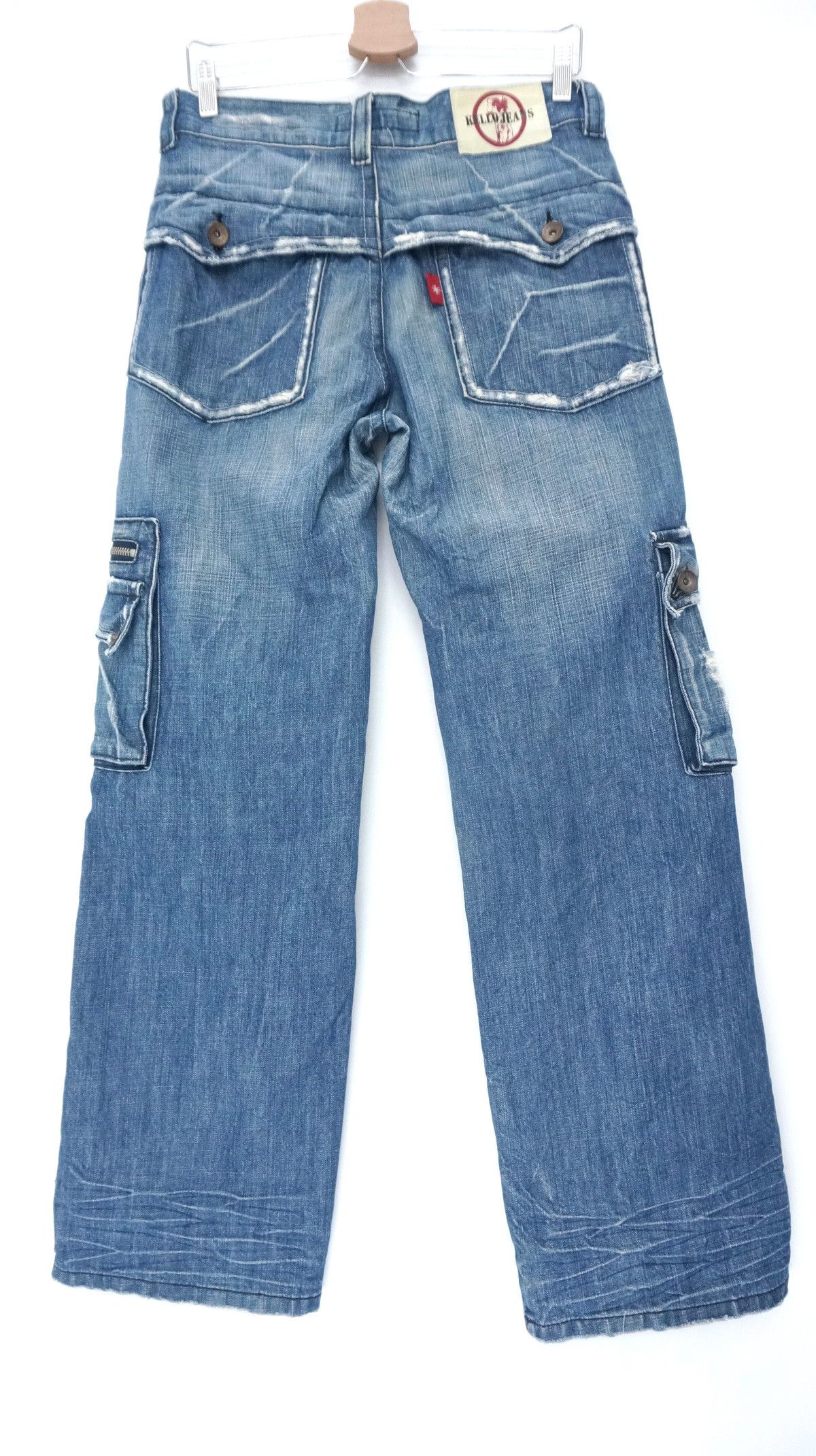 Japanese Brand Vintage Japanese Brand Wide Leg Cargo Jeans Size US 31 - 5 Thumbnail