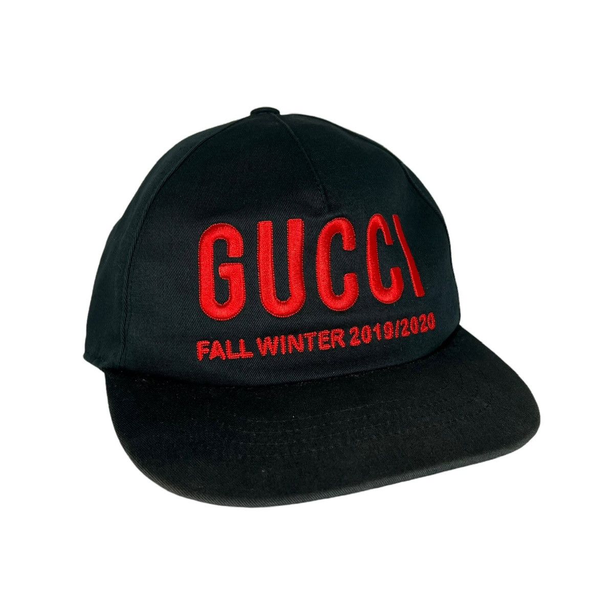 image of Gucci Fall Winter Embroidered Logo Hat in Black, Men's