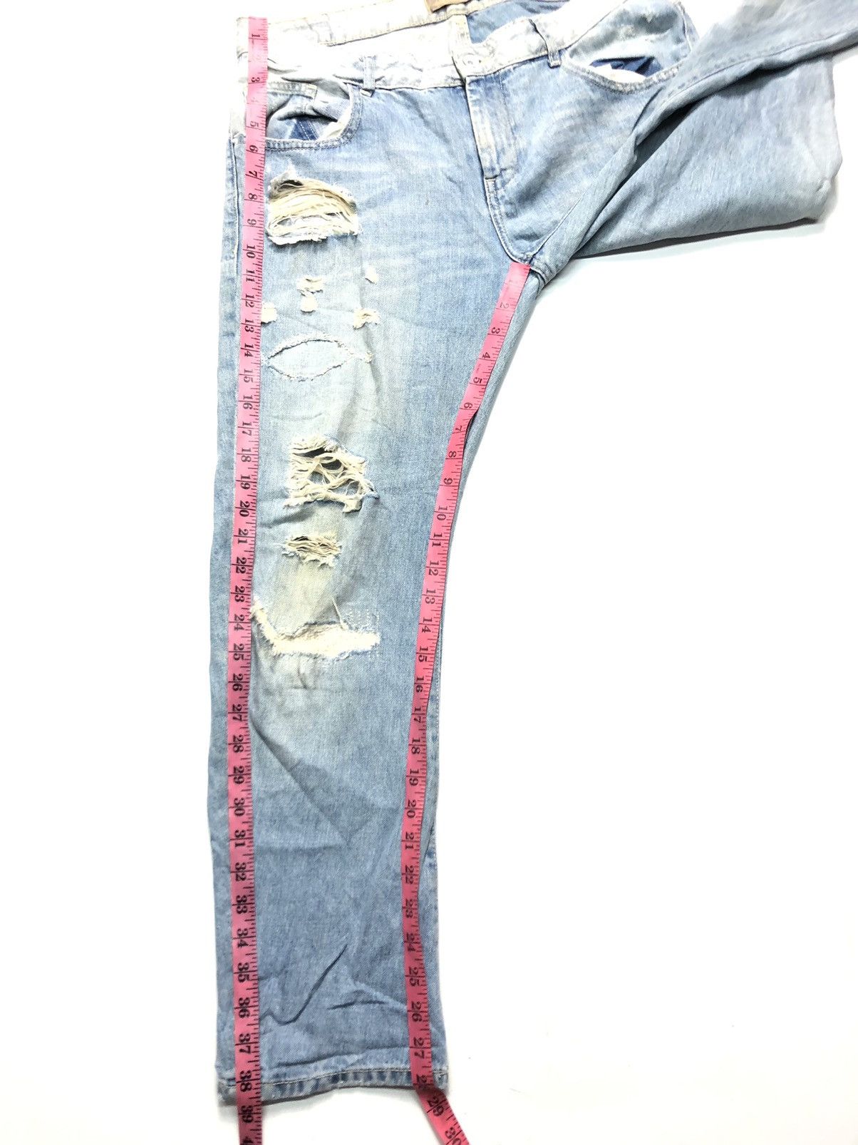 Vintage × Zara VINTAGE ZARA BASIC DEPT DISTRESSED BLUE WASH DENIM Size US 35 - 15 Thumbnail