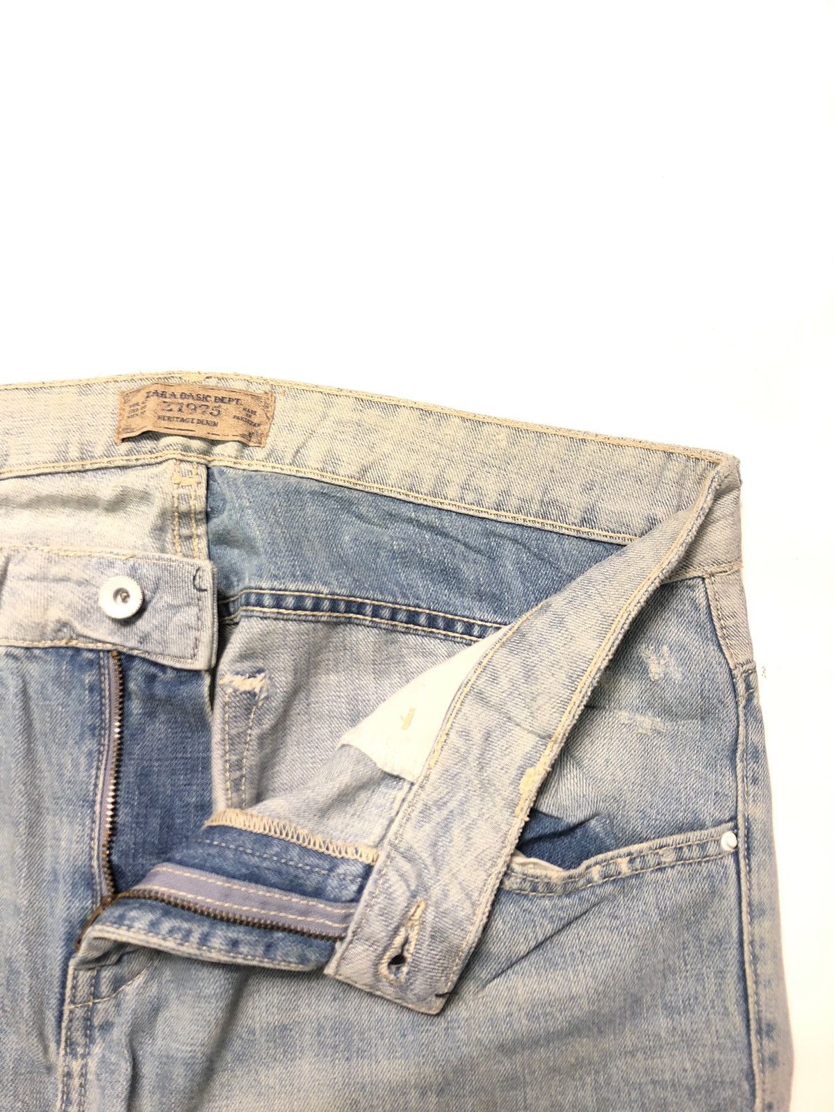 Vintage × Zara VINTAGE ZARA BASIC DEPT DISTRESSED BLUE WASH DENIM Size US 35 - 3 Thumbnail