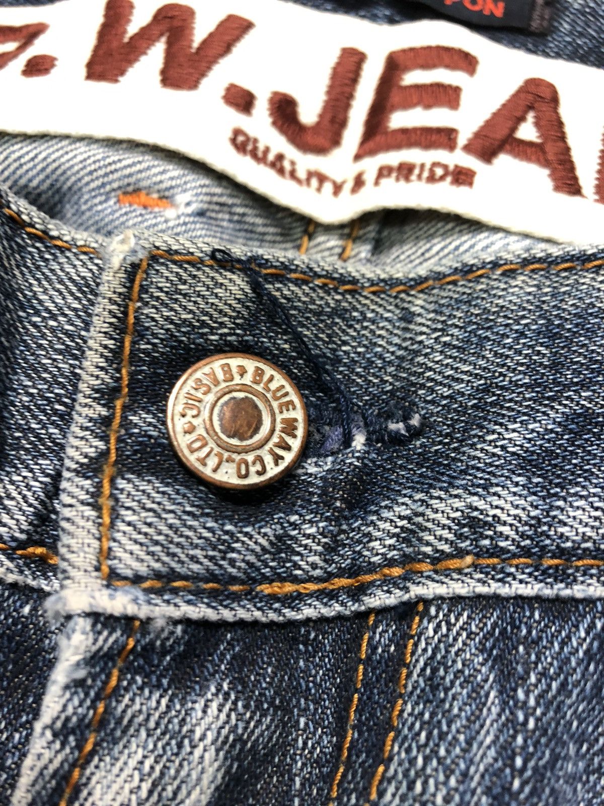 Japanese Brand B.W BLUE WAY DISTRESSED DENIM JAPAN 🇯🇵 Size US 32 / EU 48 - 3 Thumbnail