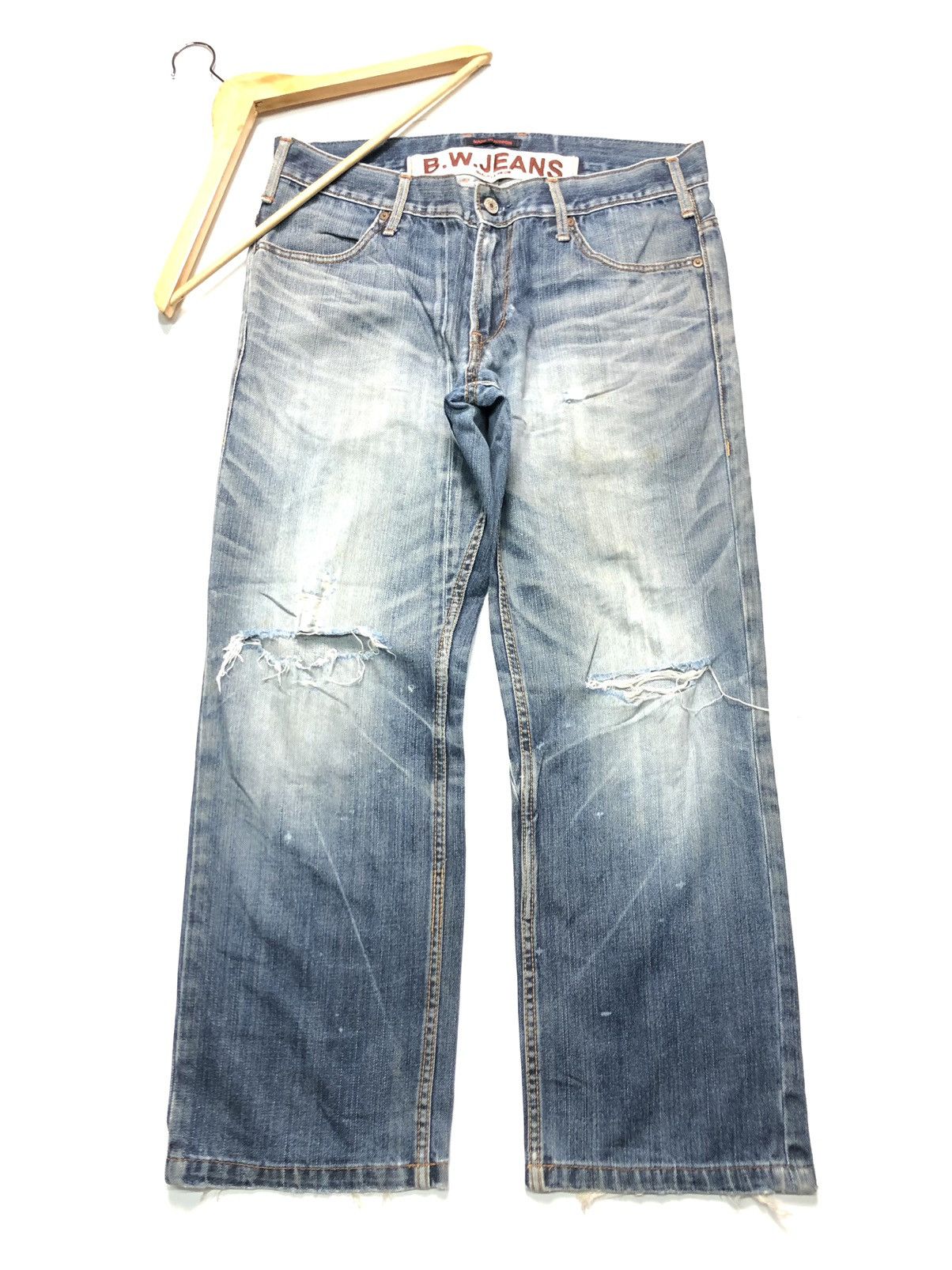 Japanese Brand B.W BLUE WAY DISTRESSED DENIM JAPAN 🇯🇵 Size US 32 / EU 48 - 1 Thumbnail