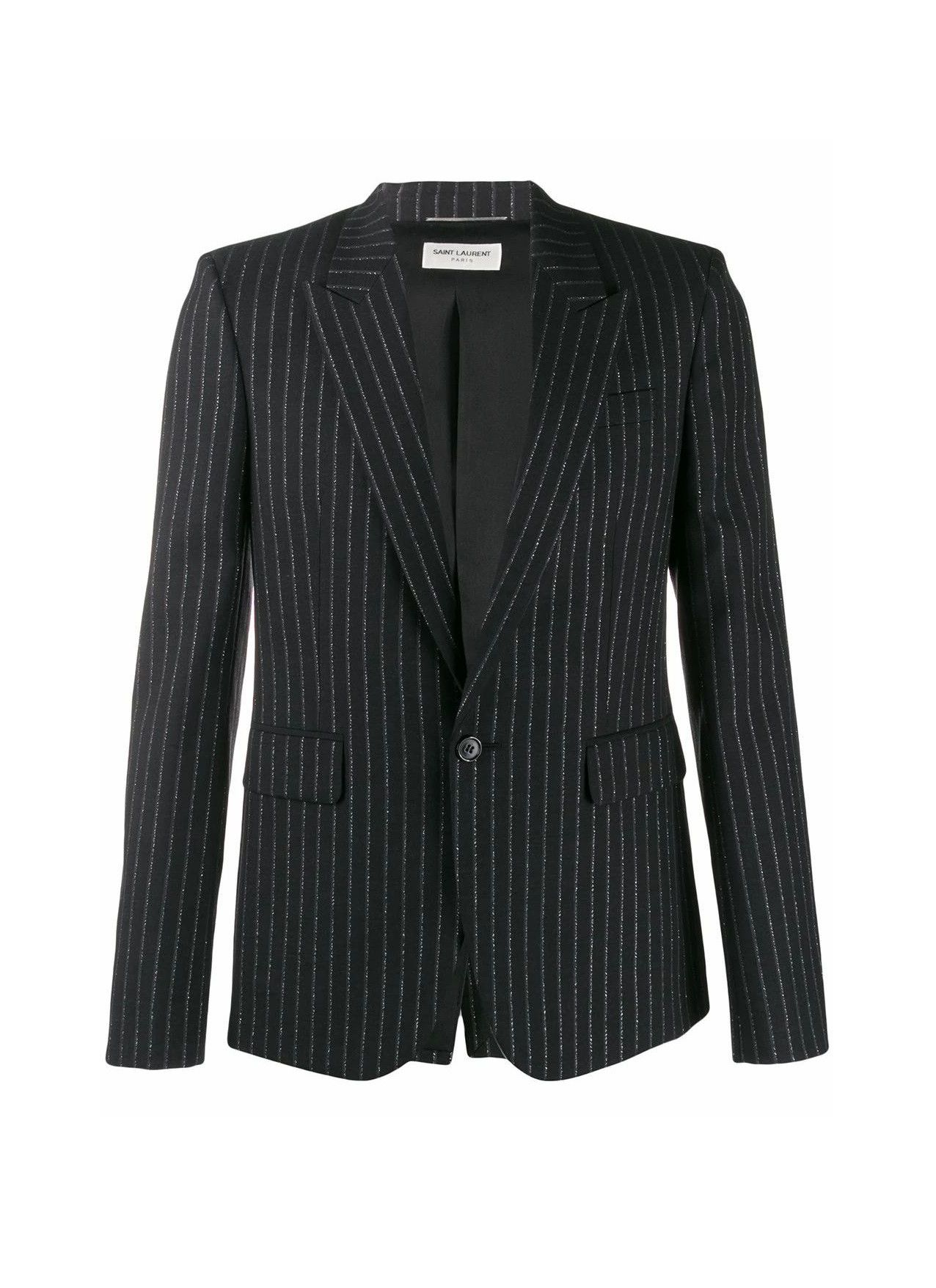 image of Saint Laurent Paris Saint Laurent Ss20 Lamé Tennis Stripes Blazer in Black, Men's (Size Small)