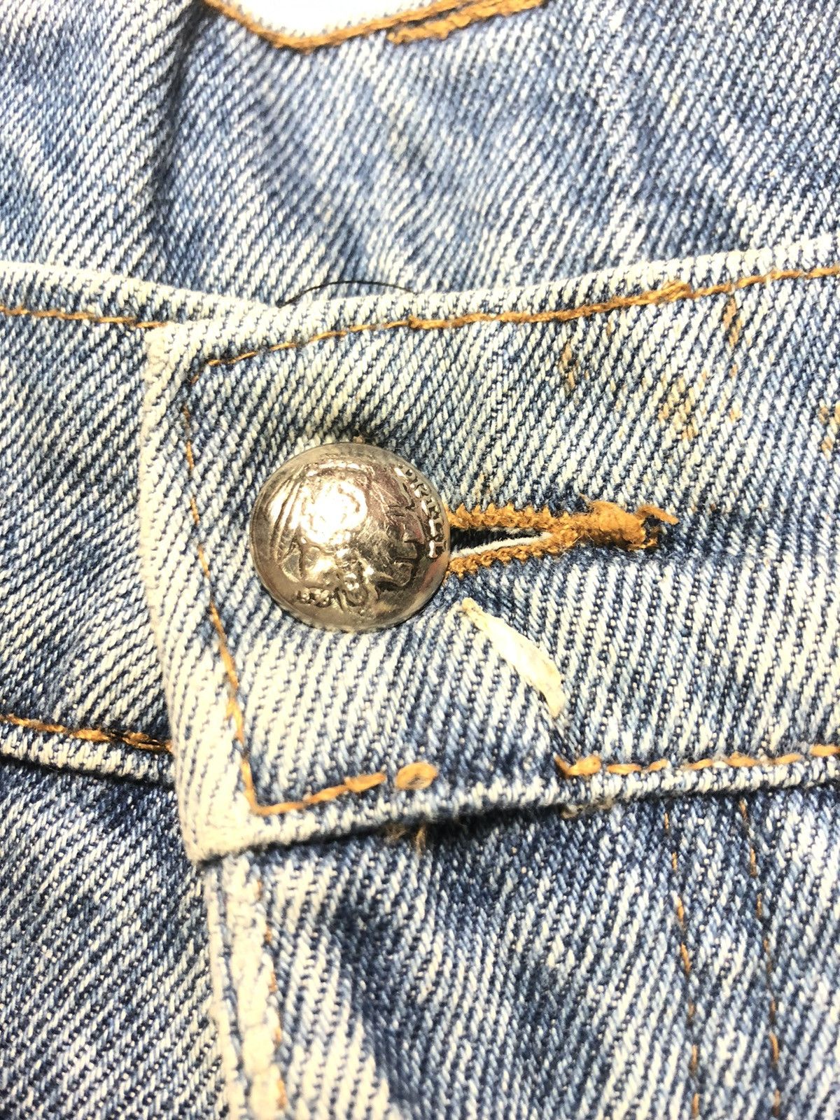 Vintage VINTAGE DRILL DISTRESSED BLUE WASH DENIM MADE IN USA 🇺🇸 Size US 31 - 6 Thumbnail
