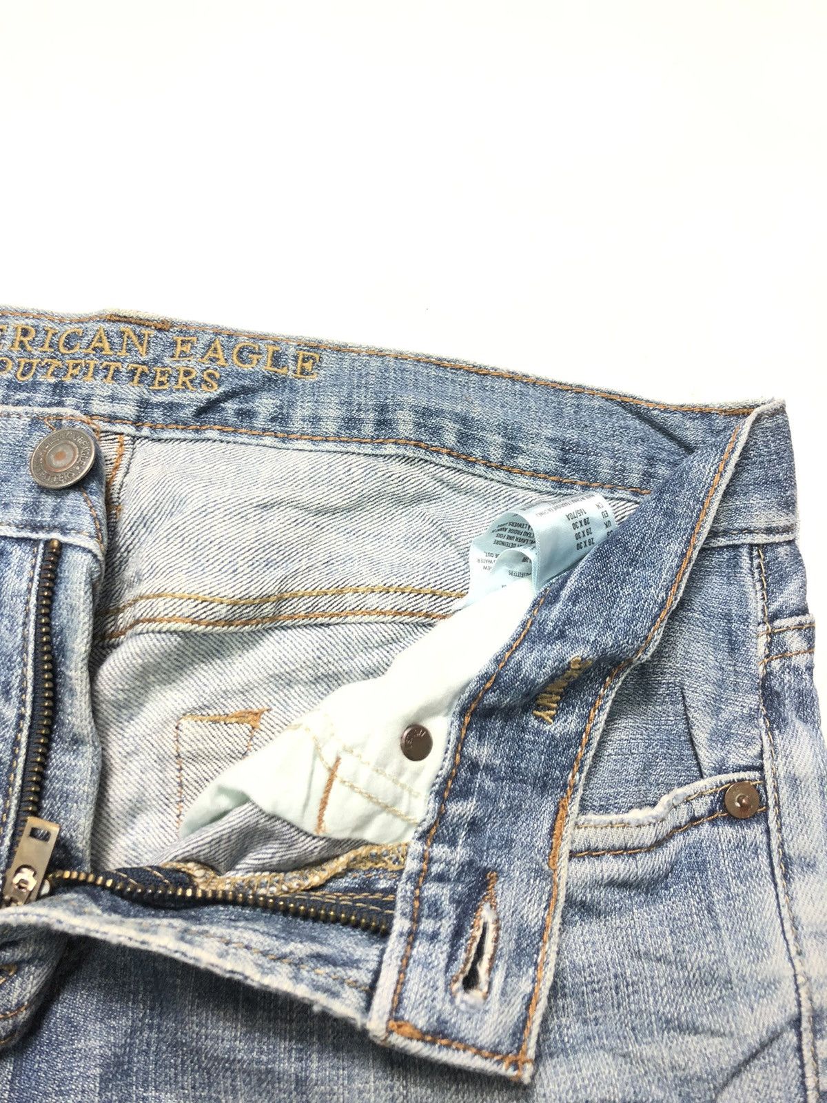 American Eagle Outfitters × Vintage VINTAGE AMERICAN EAGLE 🦅 DISTRESSED BLUE WASH DENIM Size US 29 - 4 Thumbnail