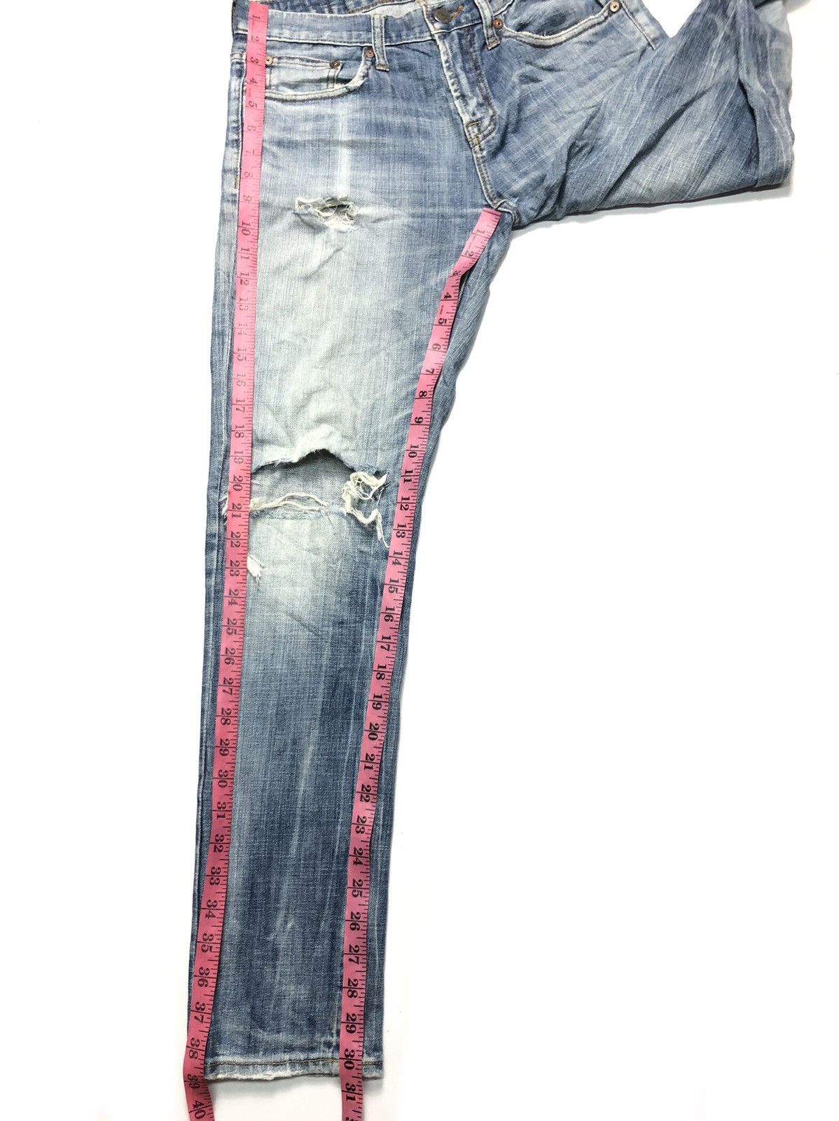 American Eagle Outfitters × Vintage VINTAGE AMERICAN EAGLE 🦅 DISTRESSED BLUE WASH DENIM Size US 29 - 15 Thumbnail