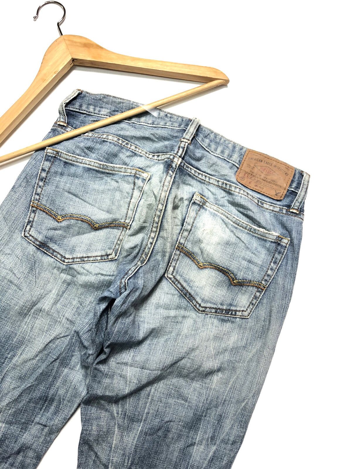 American Eagle Outfitters × Vintage VINTAGE AMERICAN EAGLE 🦅 DISTRESSED BLUE WASH DENIM Size US 29 - 10 Thumbnail
