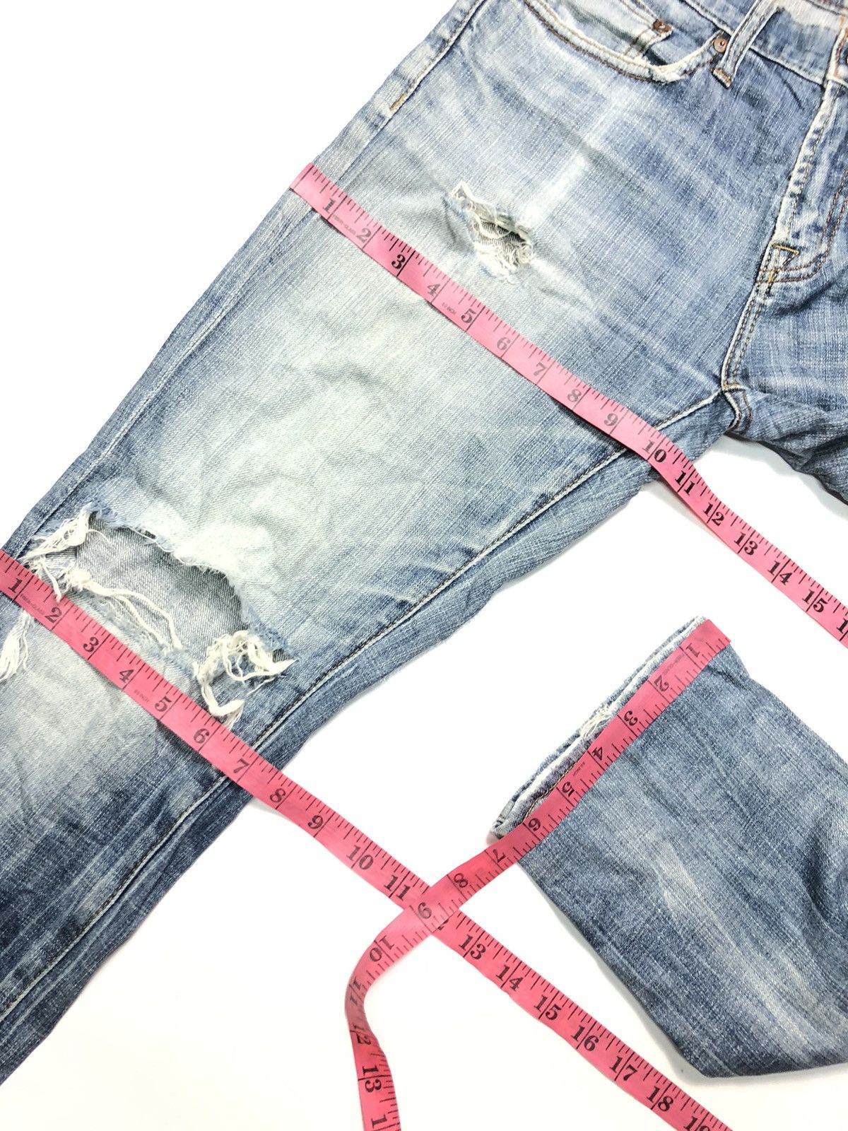 American Eagle Outfitters × Vintage VINTAGE AMERICAN EAGLE 🦅 DISTRESSED BLUE WASH DENIM Size US 29 - 16 Thumbnail