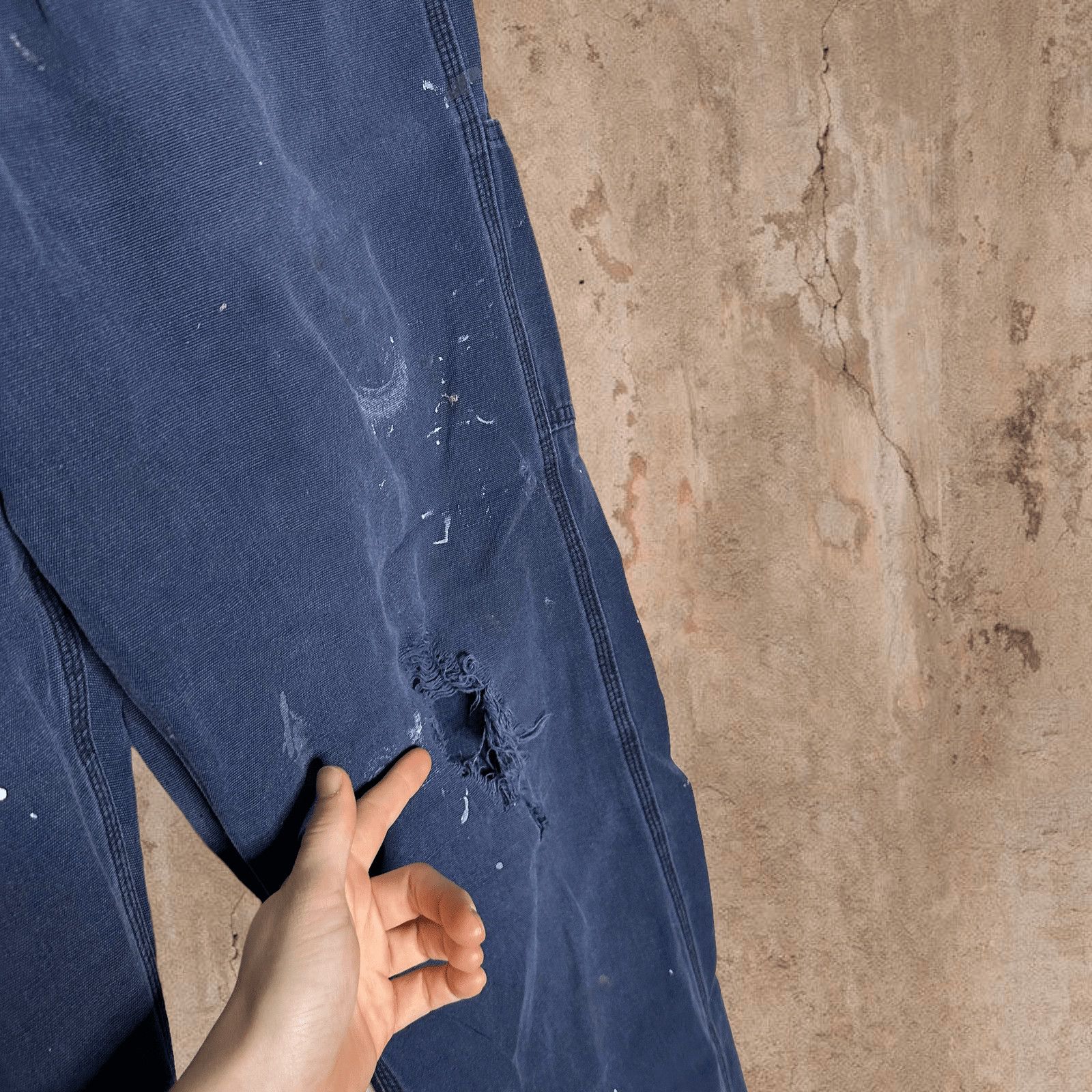 Carhartt × Carhartt Wip × Vintage Navy Blue Thrashed Carhartt Carpenter Pants Fire Resistant Size US 34 / EU 50 - 7 Thumbnail
