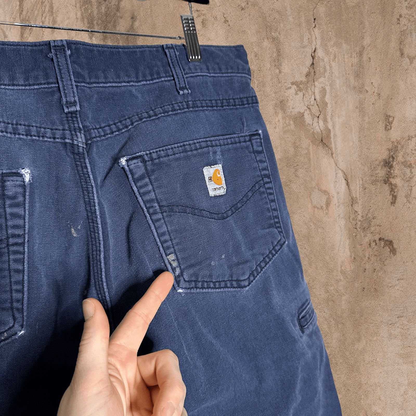 Carhartt × Carhartt Wip × Vintage Navy Blue Thrashed Carhartt Carpenter Pants Fire Resistant Size US 34 / EU 50 - 5 Thumbnail