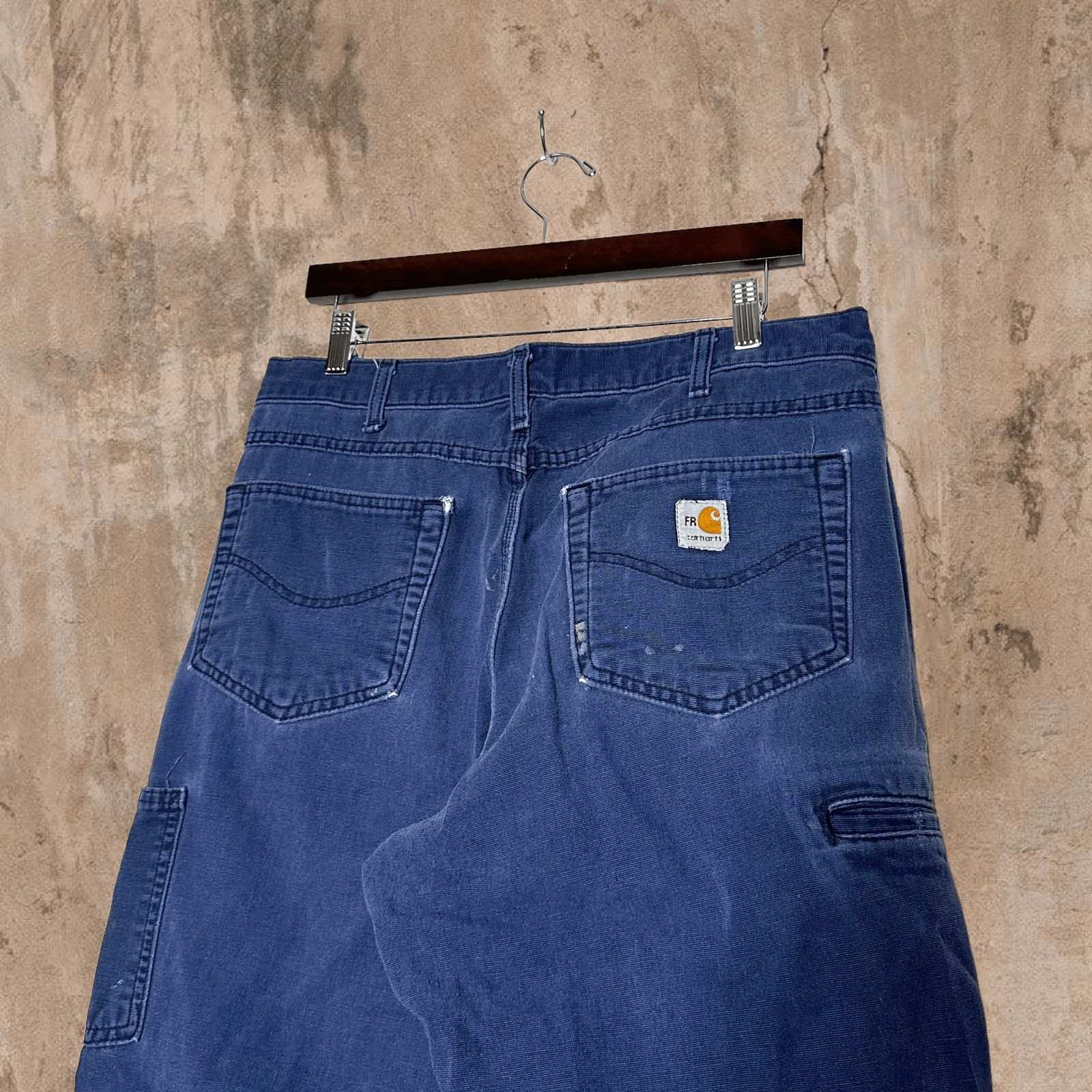 Carhartt × Carhartt Wip × Vintage Navy Blue Thrashed Carhartt Carpenter Pants Fire Resistant Size US 34 / EU 50 - 2 Thumbnail
