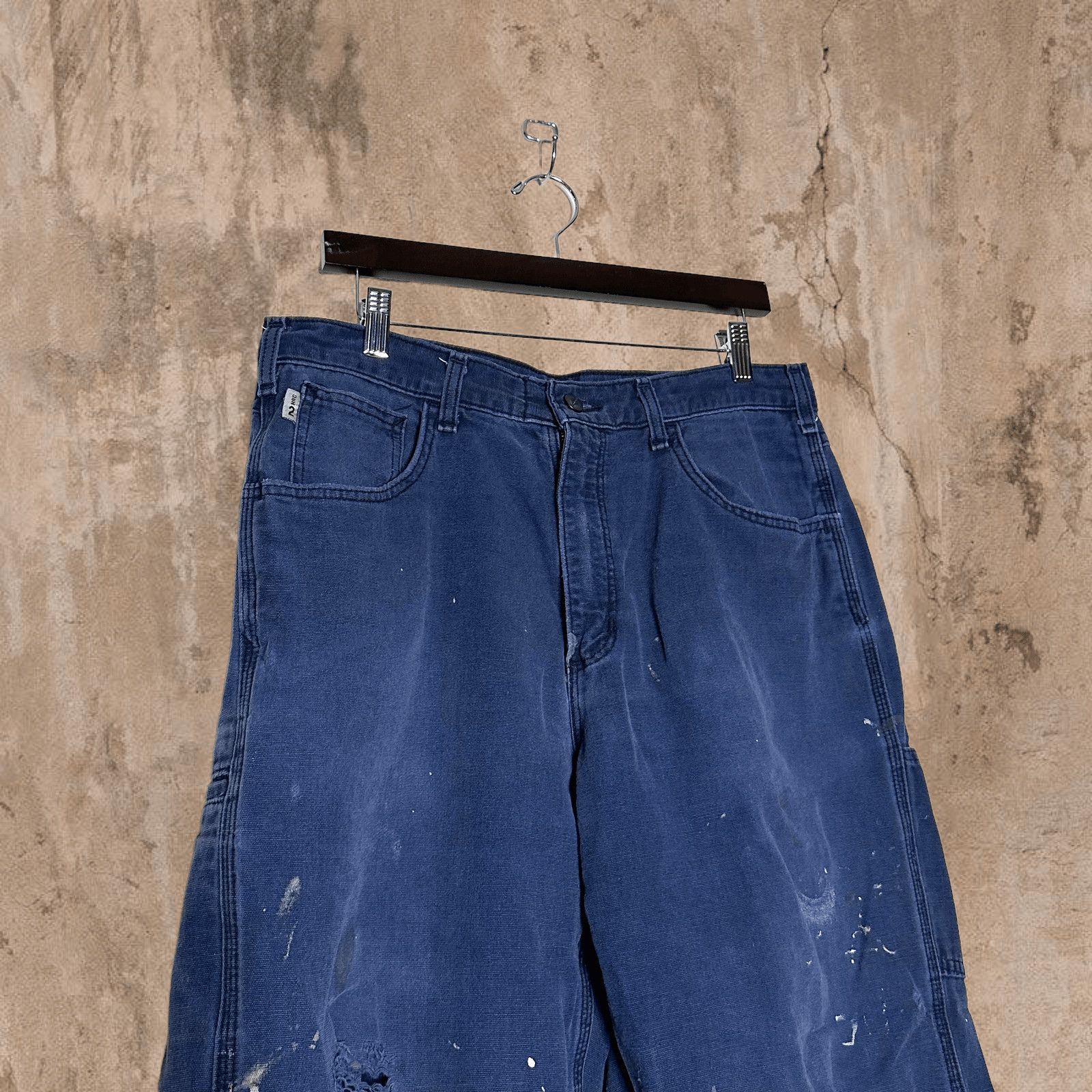 Carhartt × Carhartt Wip × Vintage Navy Blue Thrashed Carhartt Carpenter Pants Fire Resistant Size US 34 / EU 50 - 4 Thumbnail