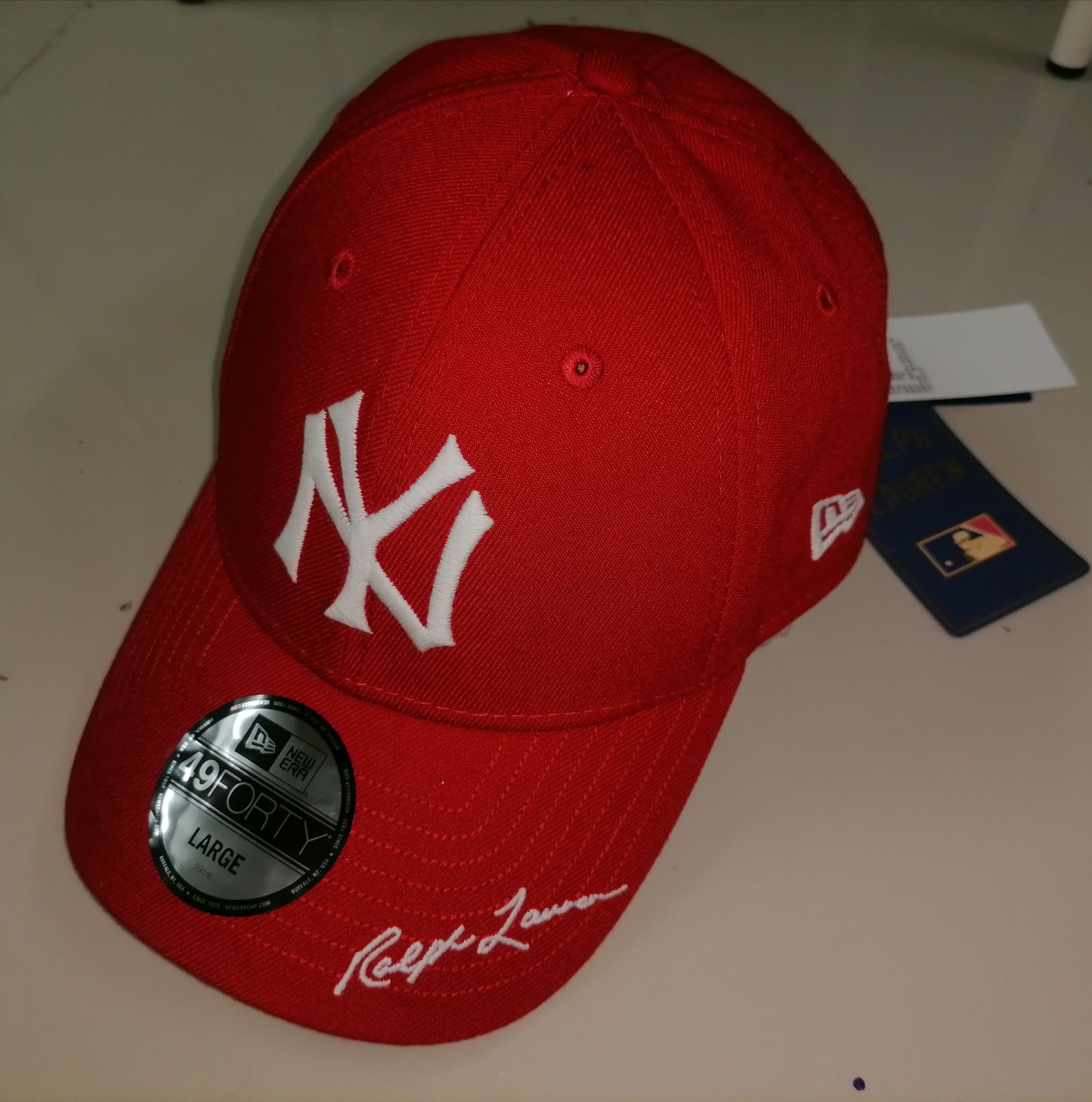 Polo by Ralph Lauren NEW ERA Yankees Cap Hat Men L Red 49FORTY