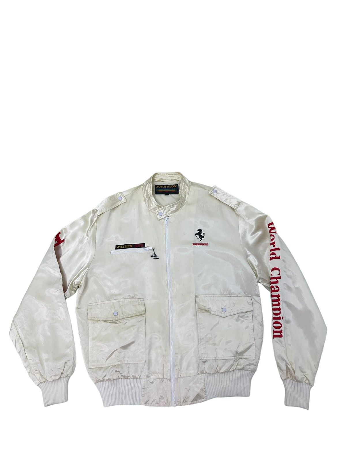 Sports Specialties 90s Ferrari World Champion Bomber Satin Embroydery 4🟩0 Size US L / EU 52-54 / 3 - 8 Thumbnail
