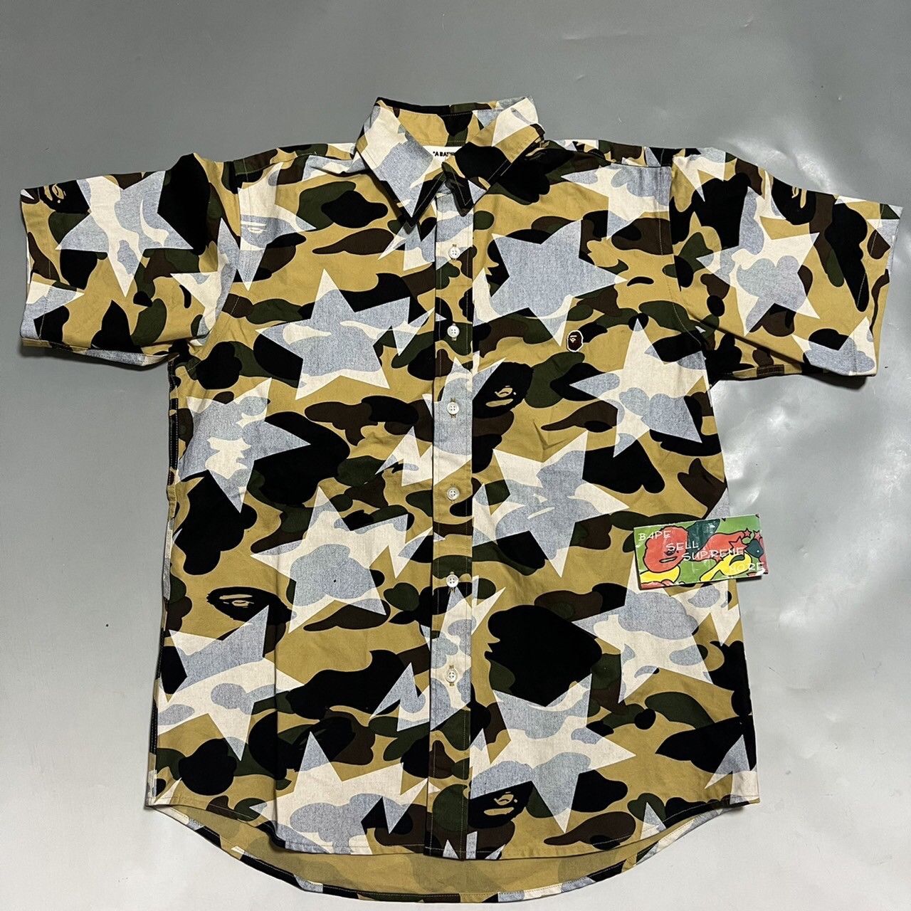 image of Bape Sta Ape Head Short Sleeve Shirts, Men's (Size Medium)