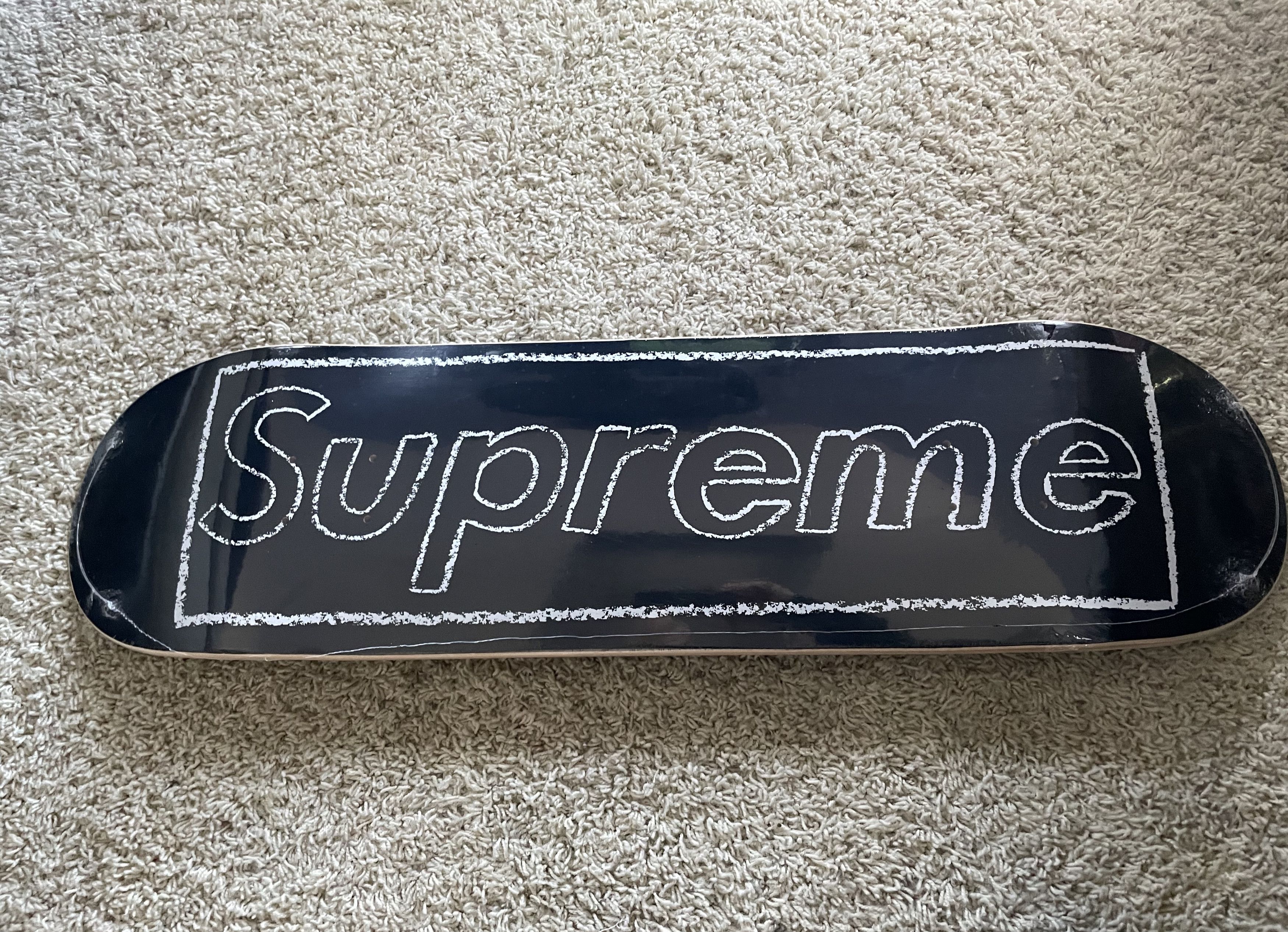 Supreme KAWS Chalk Logo Skateboard Deck - Black | Grailed