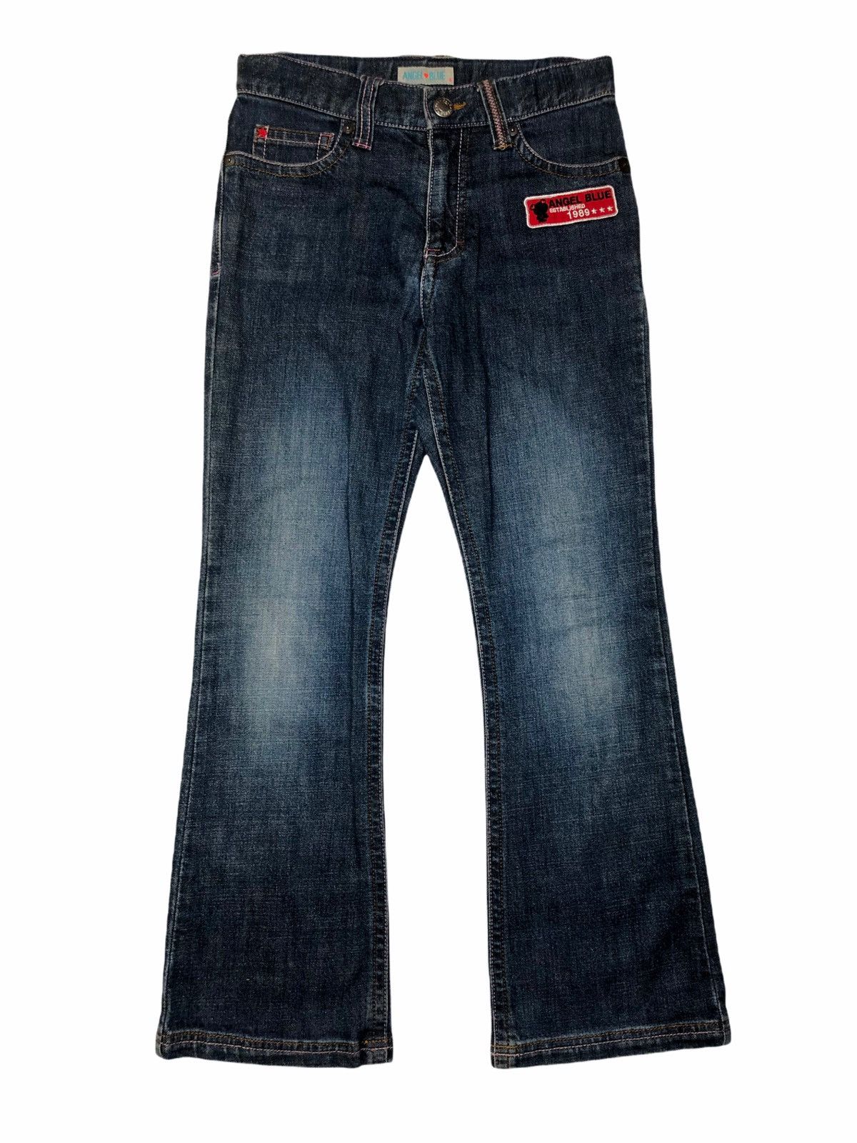 Japanese Brand 90s Angel Blue Star Pocket Glitter Denim Pants Size US 28 / EU 44 - 2 Thumbnail