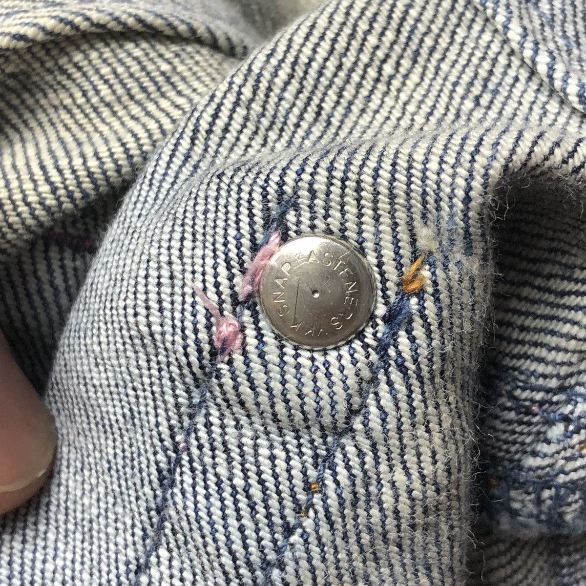 Japanese Brand 90s Angel Blue Star Pocket Glitter Denim Pants Size US 28 / EU 44 - 7 Thumbnail