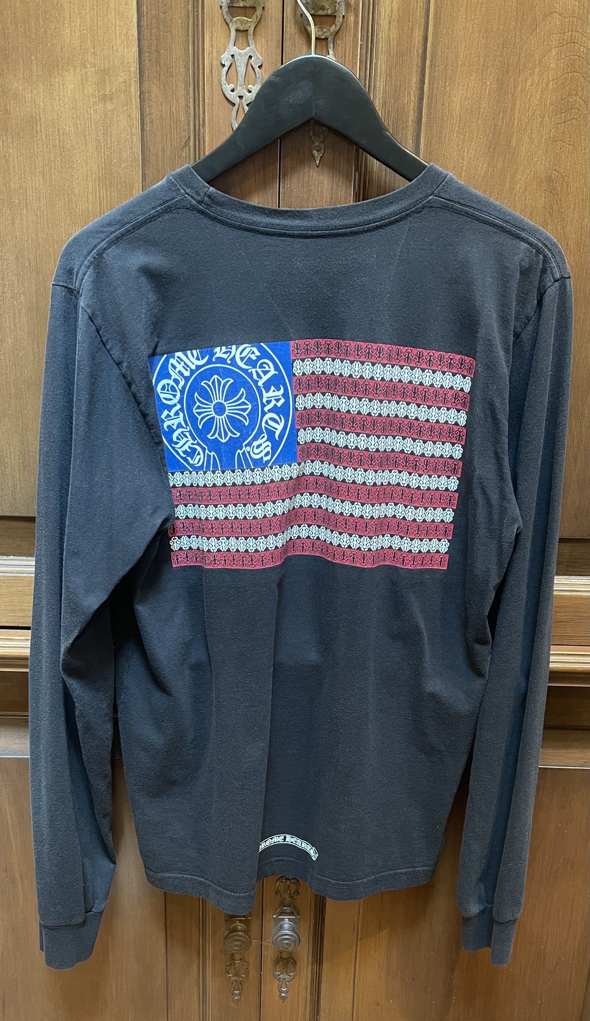 CHROME HEARTSクロムハーツAmerican Flag L/S クロムハーツ USA フラッグ ロゴ ロング スリーブ T シャツ