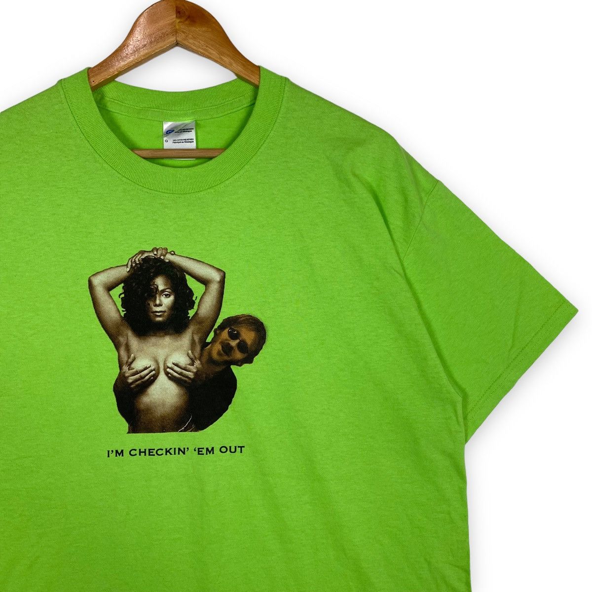Band Tees × Vintage JANET JACKSON I'M CHECKIN' 'EM OUT T SHIRT PARODY FUNNY Size US L / EU 52-54 / 3 - 3 Thumbnail