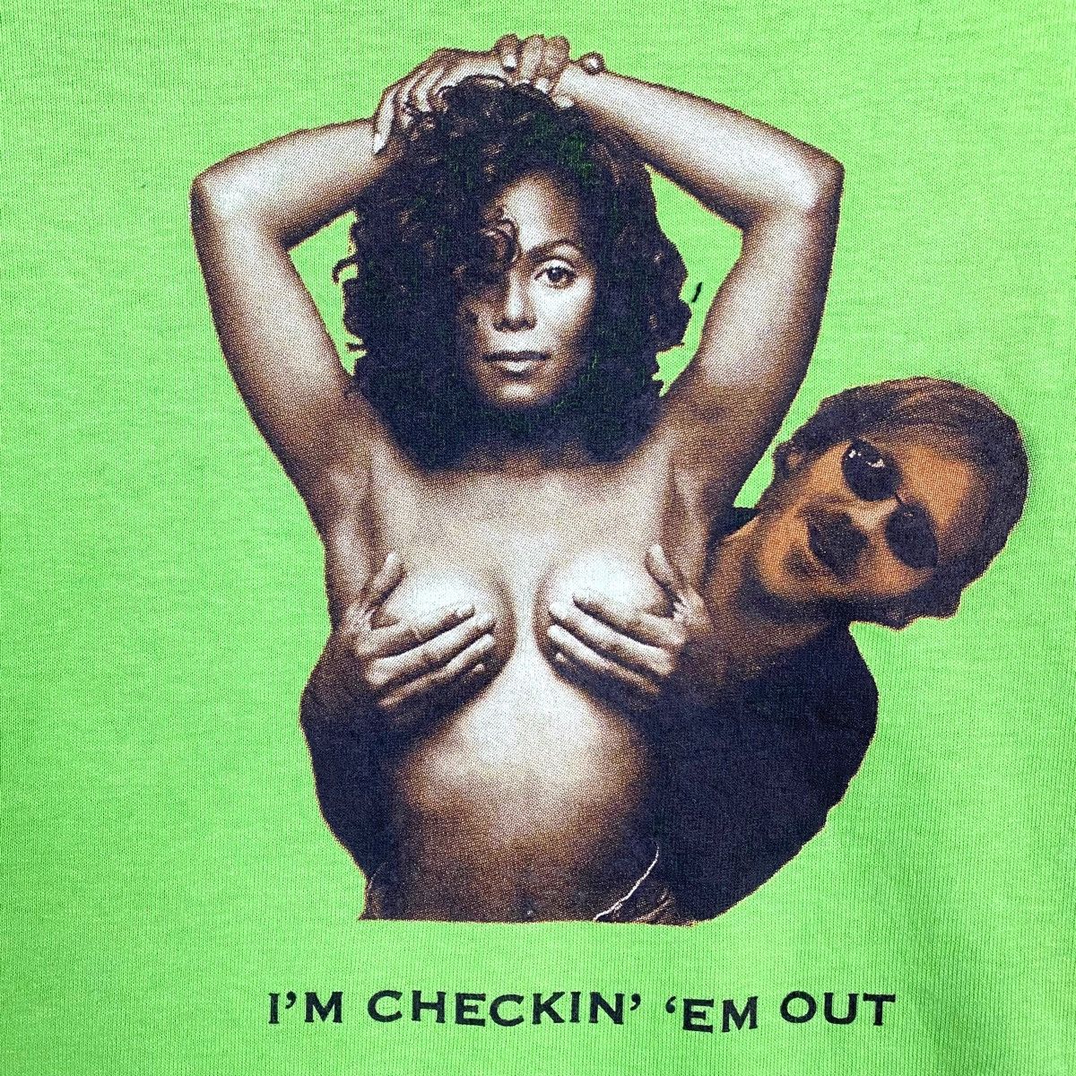 Band Tees × Vintage JANET JACKSON I'M CHECKIN' 'EM OUT T SHIRT PARODY FUNNY Size US L / EU 52-54 / 3 - 4 Thumbnail