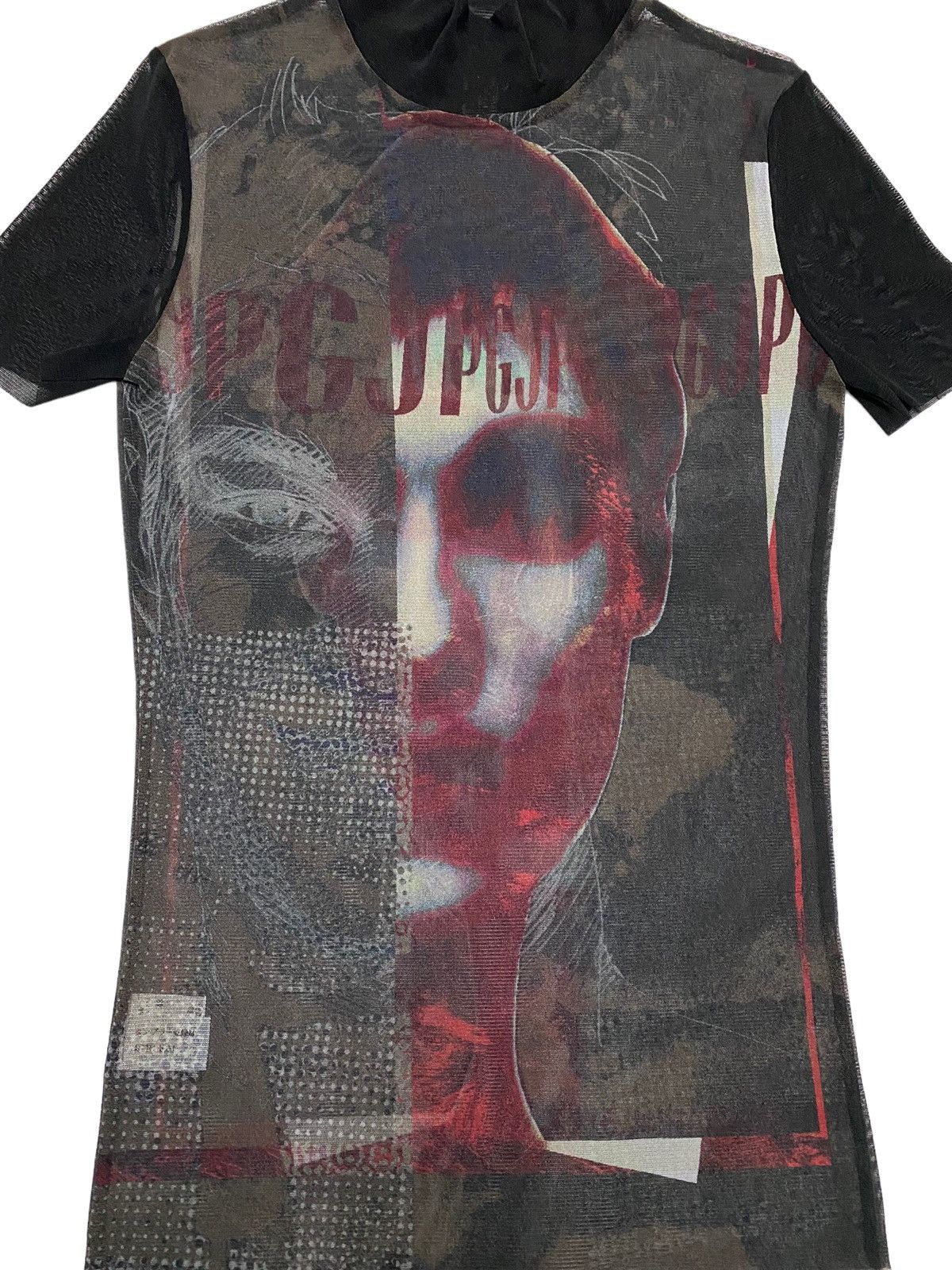 Jean Paul Gaultier Archival !! JPG Dark Side Face Mesh Top Short Sleeve Size US M / EU 48-50 / 2 - 2 Thumbnail