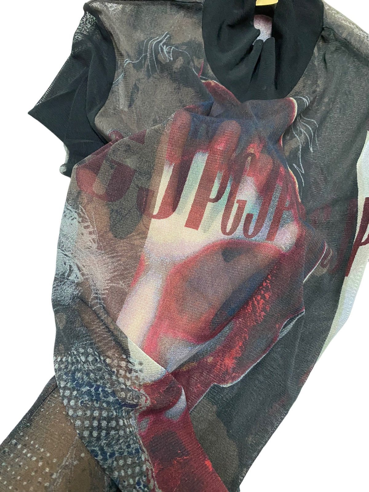 Jean Paul Gaultier Archival !! JPG Dark Side Face Mesh Top Short Sleeve Size US M / EU 48-50 / 2 - 4 Thumbnail
