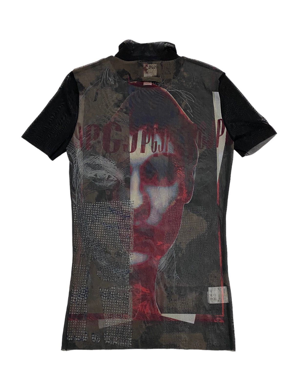 Jean Paul Gaultier Archival !! JPG Dark Side Face Mesh Top Short Sleeve Size US M / EU 48-50 / 2 - 3 Thumbnail