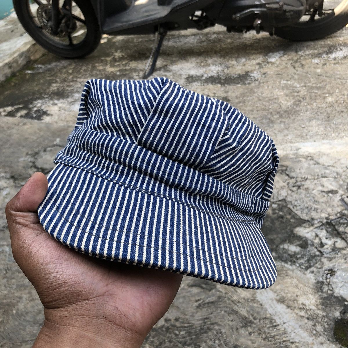 Vintage Worker Hat Hickory Stripe
