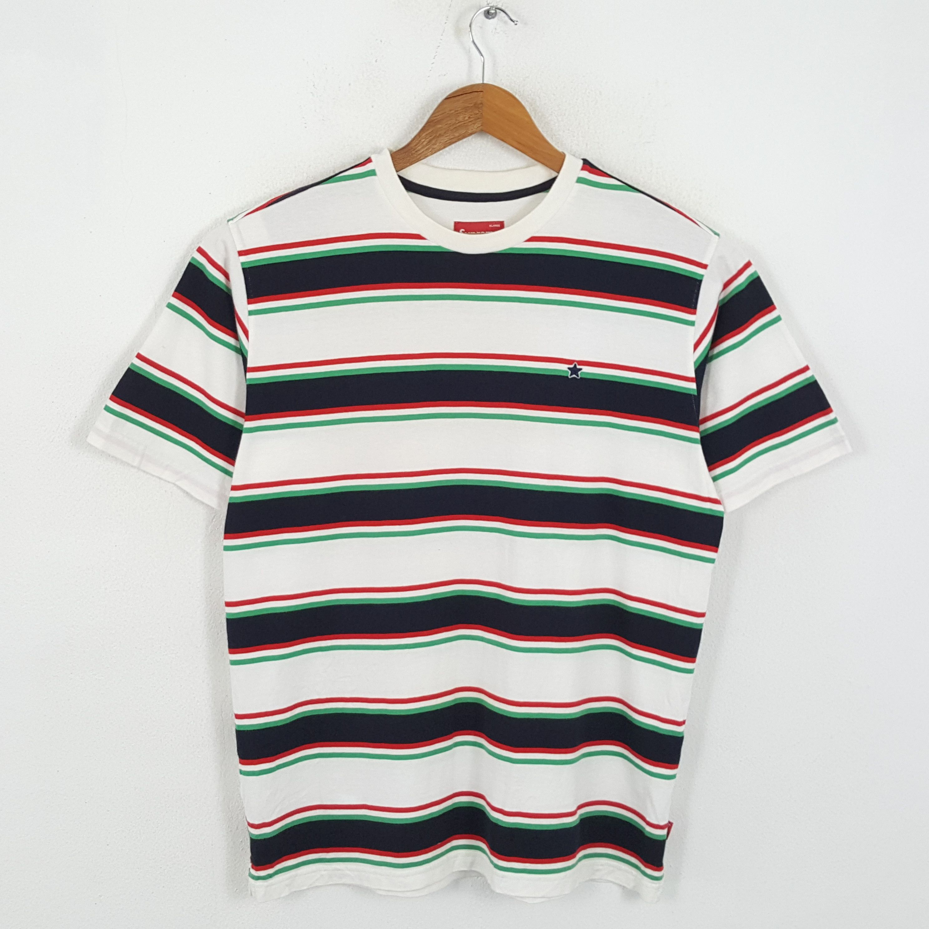 Vintage SUPREME Streetwear Stripes Design T-Shirts - Main Image