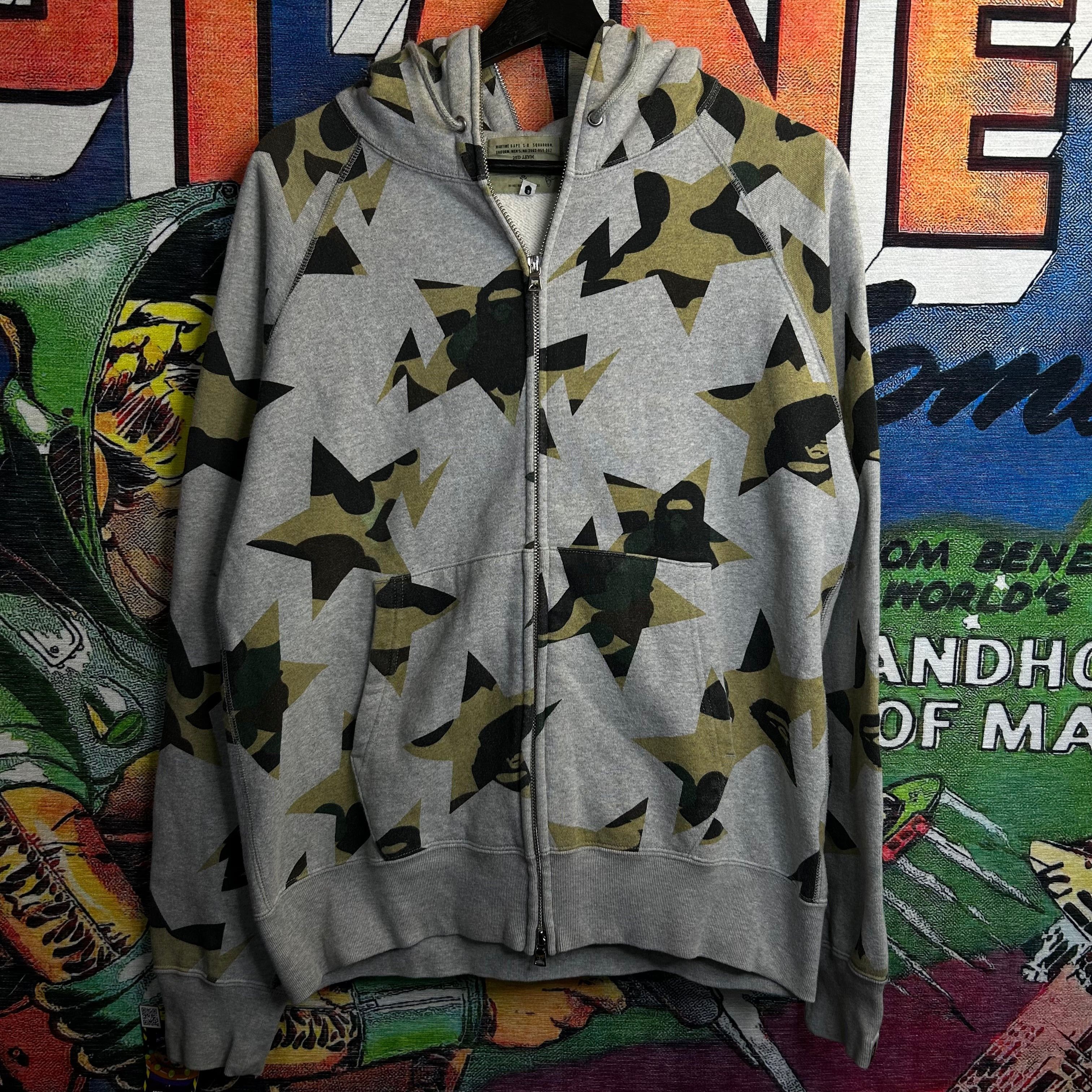 Y2k Bape BapeSta Camo Star FullZip Size Medium