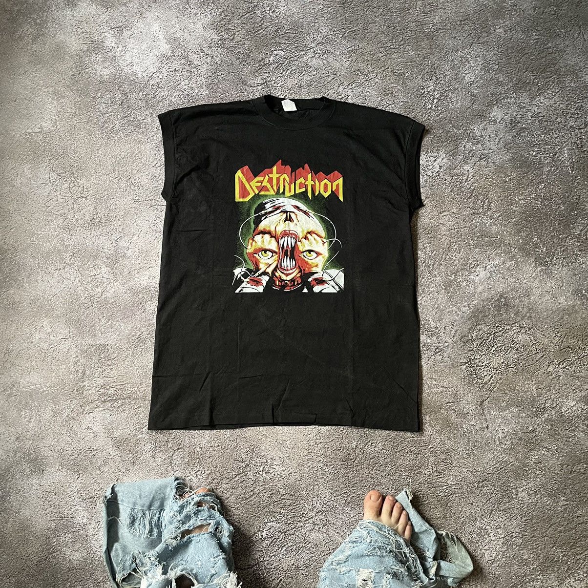 Band Tees Vintage 90s DESTRUCTOR Face Blood DEAD Creepy Horror Tee Size US L / EU 52-54 / 3 - 1 Thumbnail