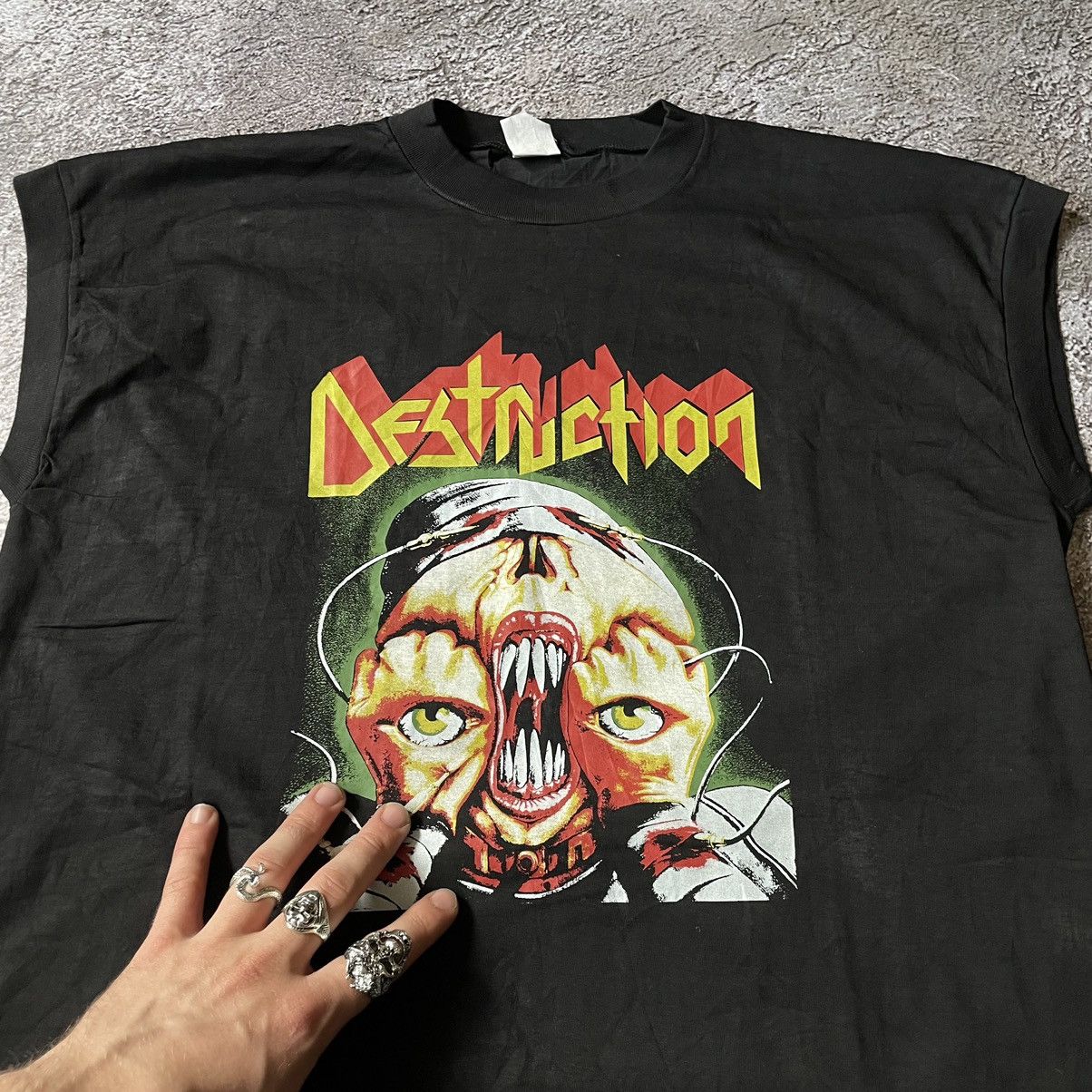 Band Tees Vintage 90s DESTRUCTOR Face Blood DEAD Creepy Horror Tee Size US L / EU 52-54 / 3 - 6 Thumbnail