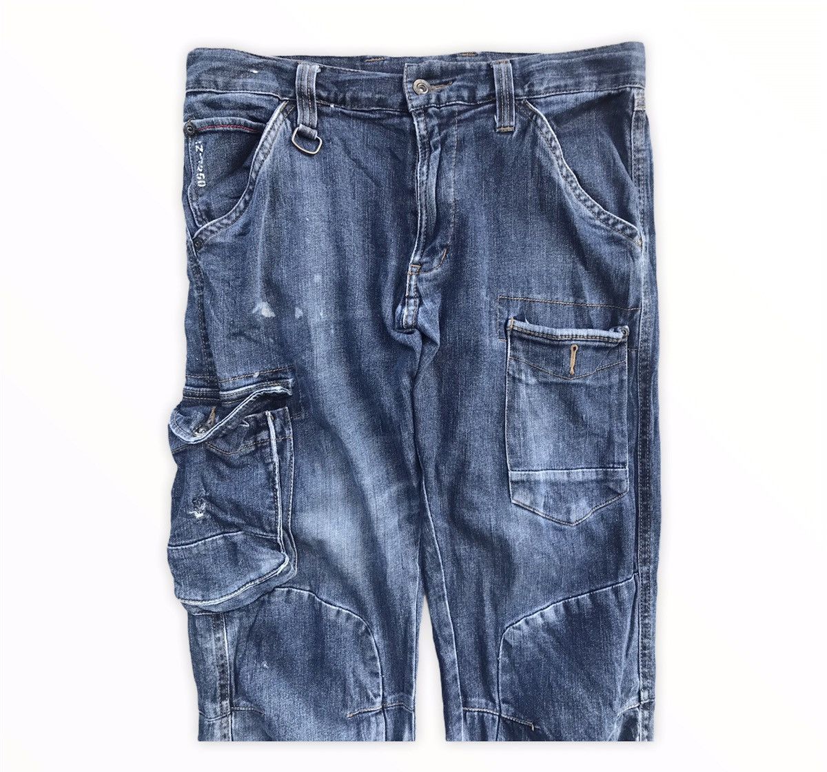 Japanese Brand Japanese Brand Biker Denim Tactical Utility Cargo Pants Size US 31 - 2 Thumbnail