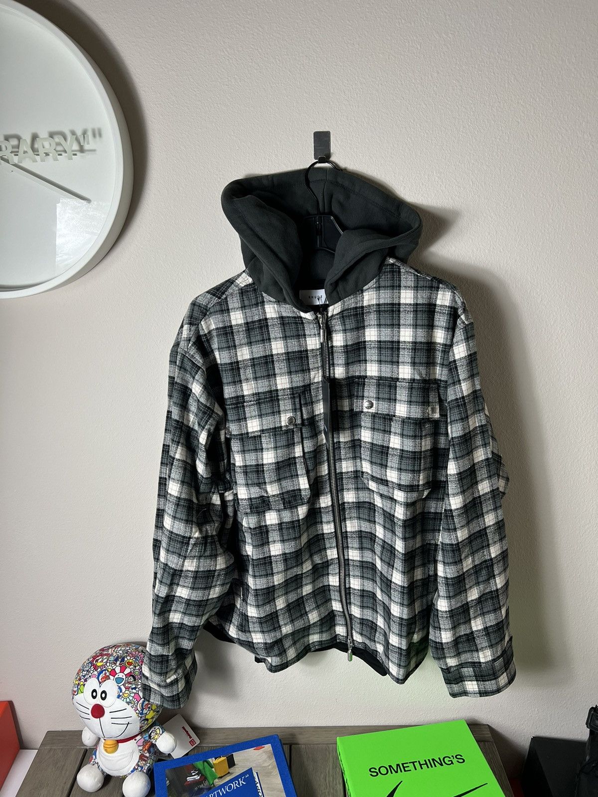 image of Rhude Plaid Flannel Jacket, Men's (Size XL)