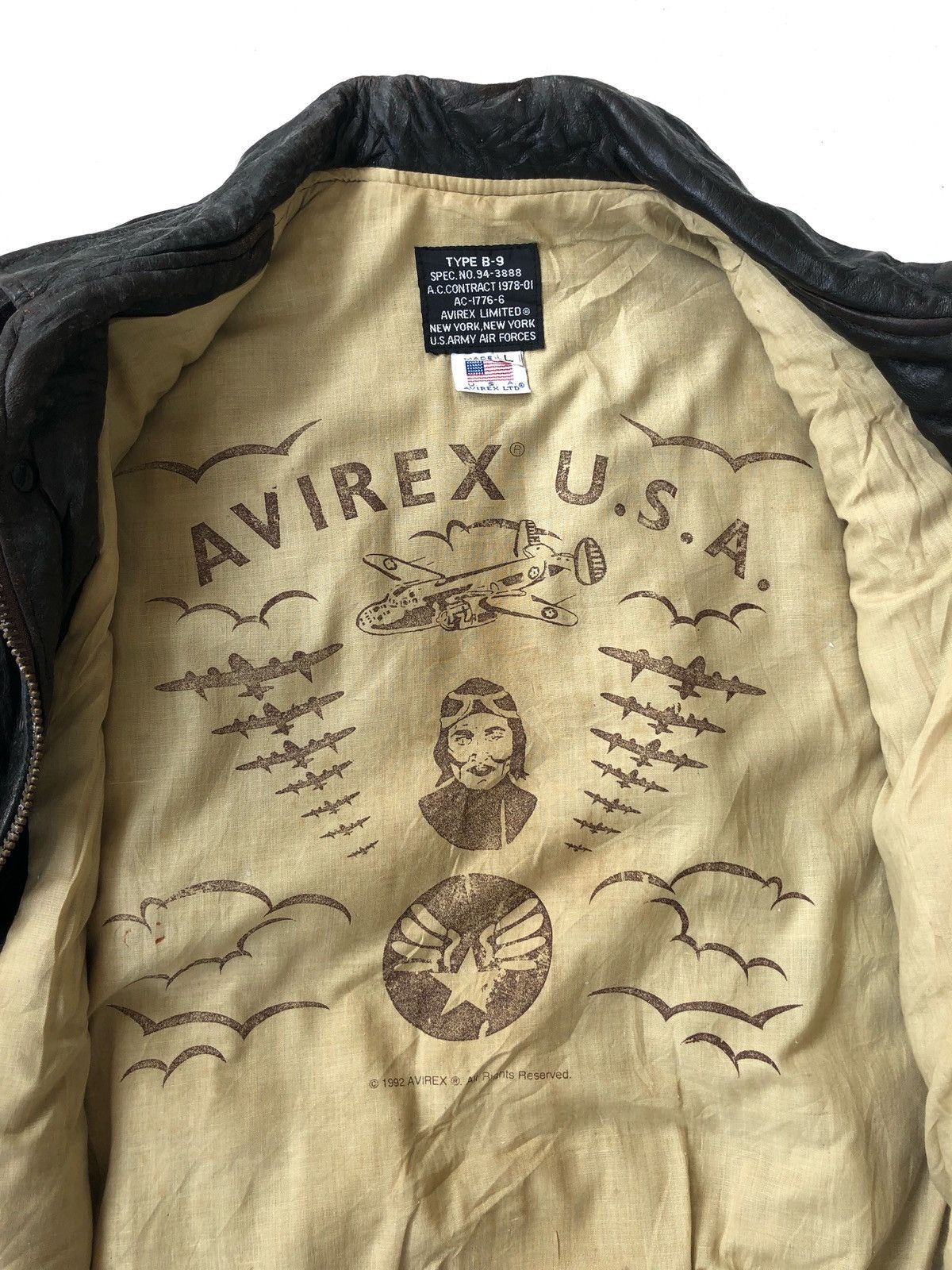 Vtg Avirex Ltd. 92 USAF Type B9 Leather Vest WWII Leather Jackets