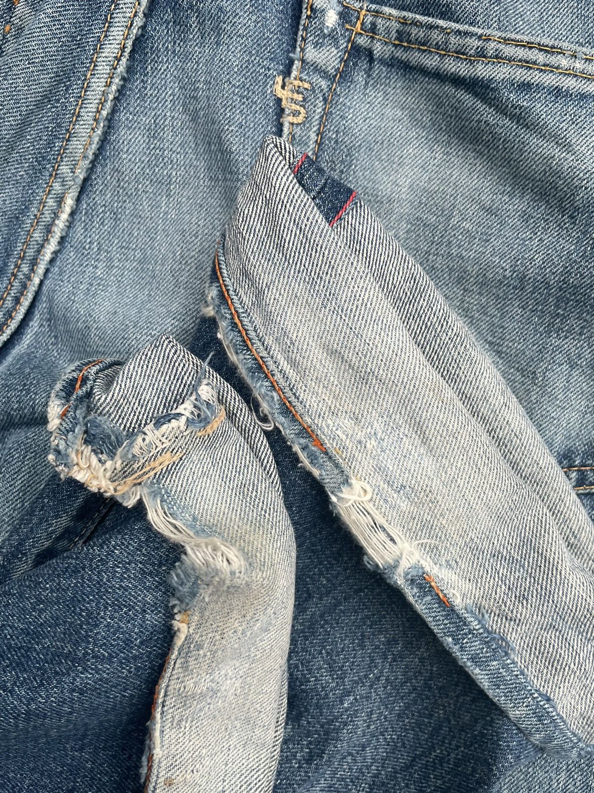 45rpm × Vintage Vintage 45rpm Selvedge Distresed Rework Denim Size US 31 - 19 Thumbnail