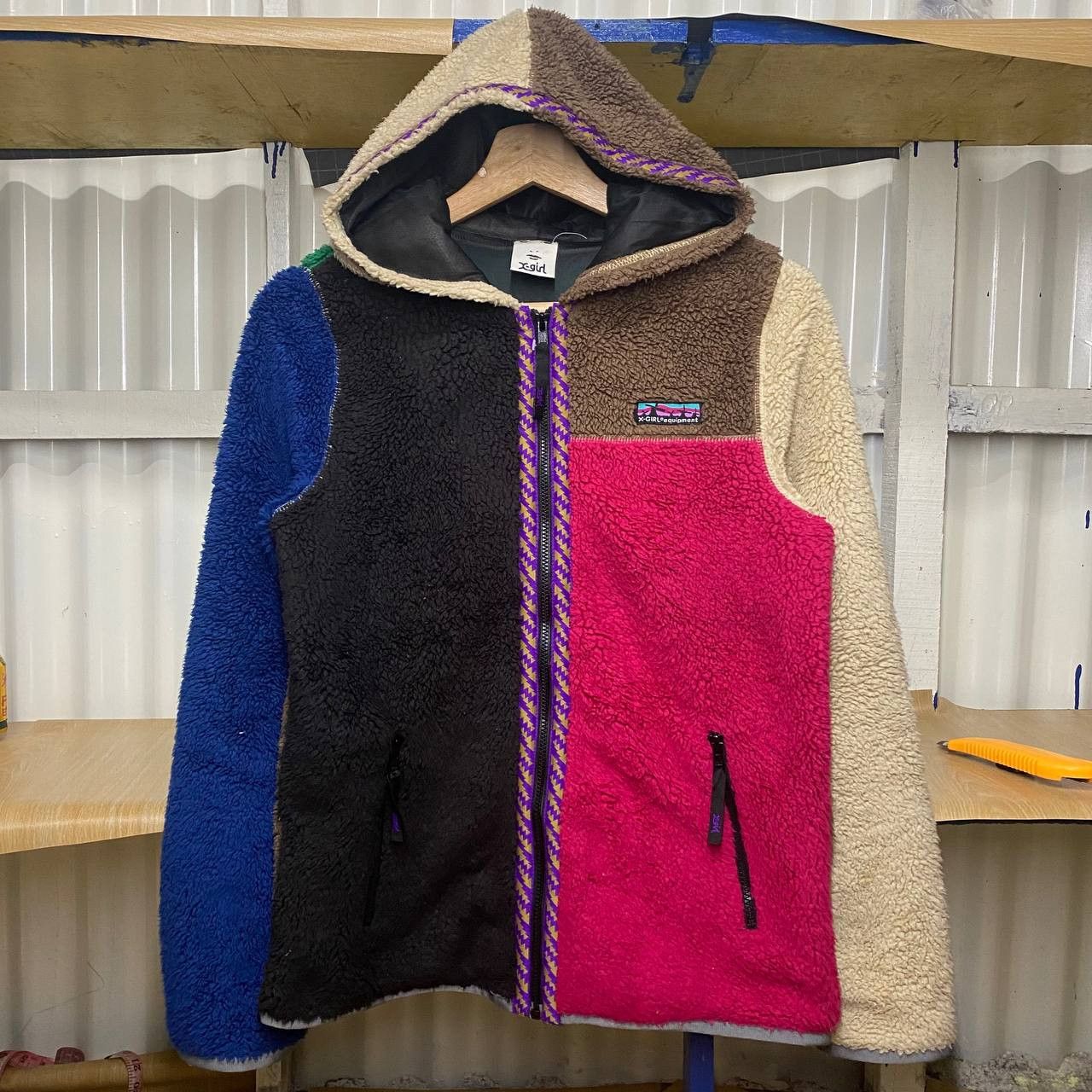 image of Vintage X-Girl Fleece Sherpa Zipper Hoodies in Mix, Men's (Size Small)