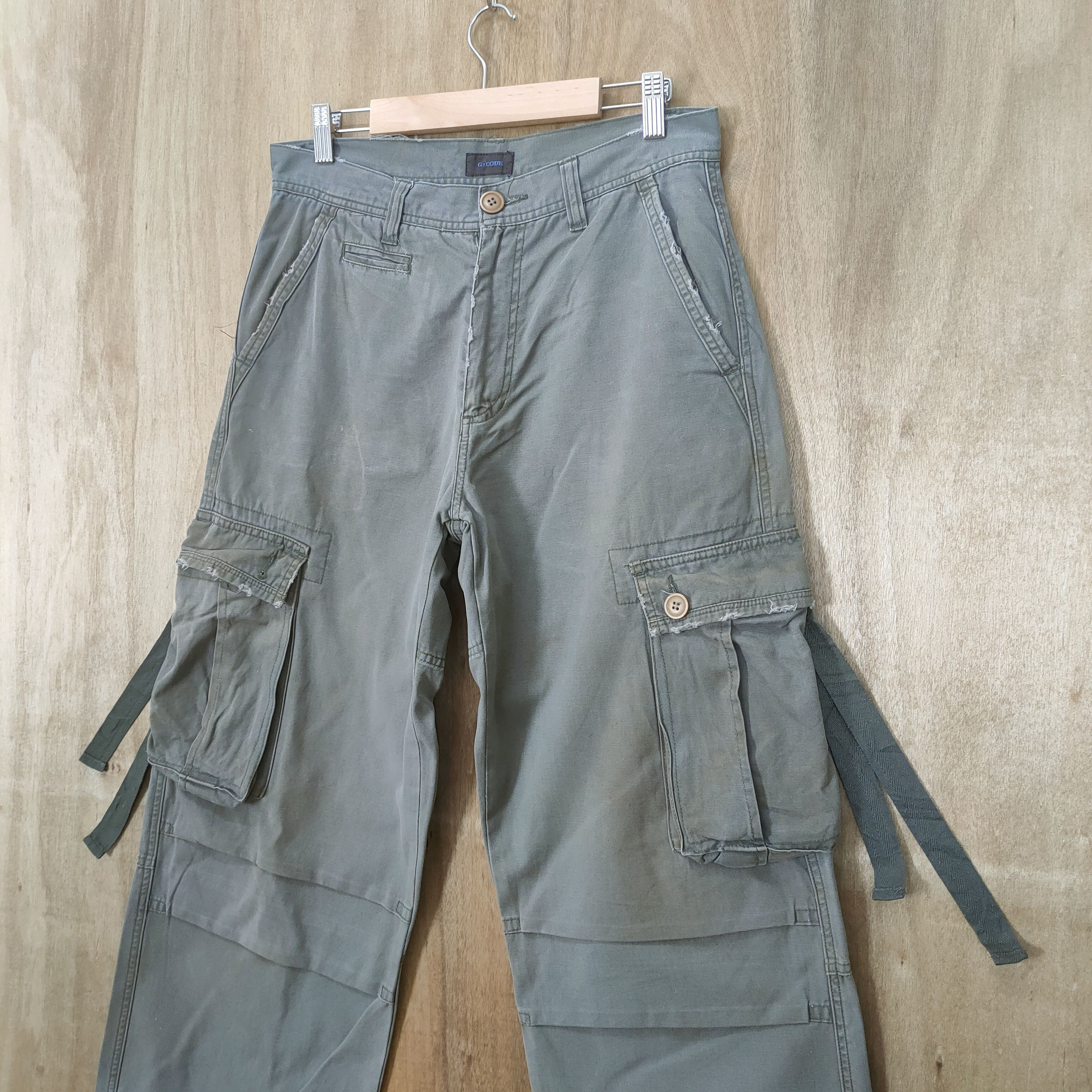 Japanese Brand VINTAGE G.CODE FADED RUSTY BANDAGE CARGO PANTS Size US 30 / EU 46 - 4 Thumbnail