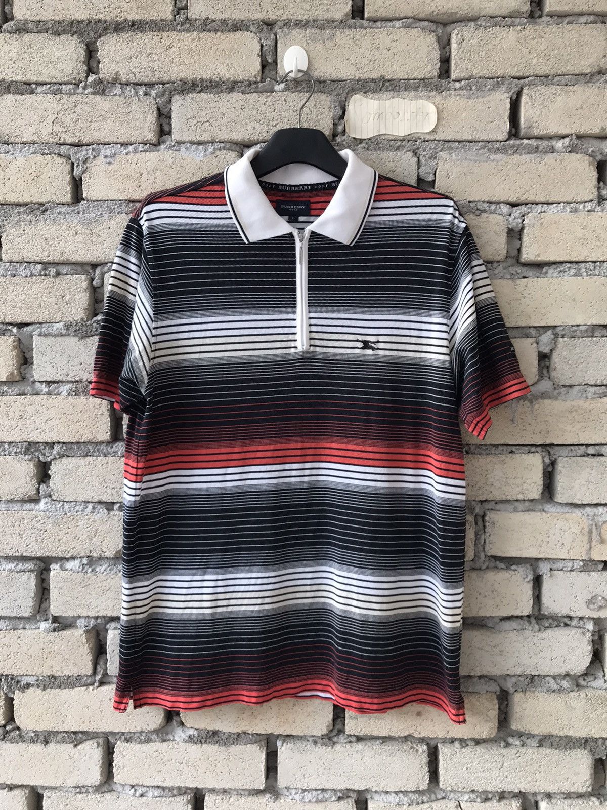 Burberry × Vintage Burberry Burberrys Golf Multicolour Stripe Half Zipper Size US L / EU 52-54 / 3 - 1 Thumbnail
