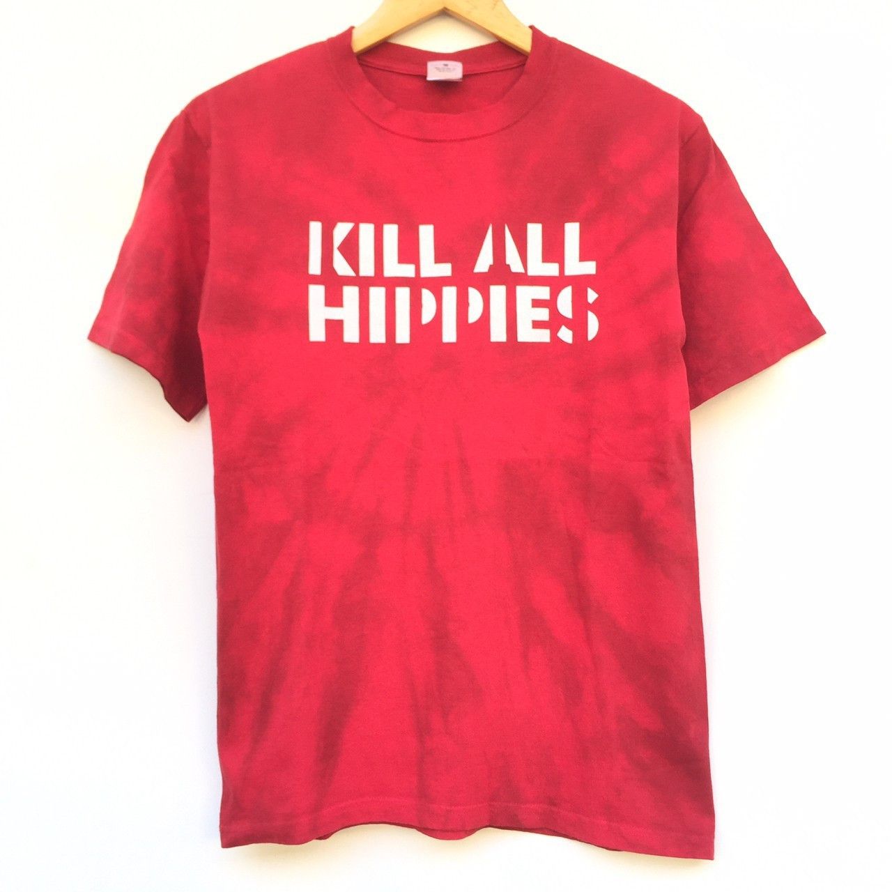 image of Band Tees x Hype Primal Scream Kill All Hippies Tie Dye Tees in Red Tie Dye, Men's (Size Small)