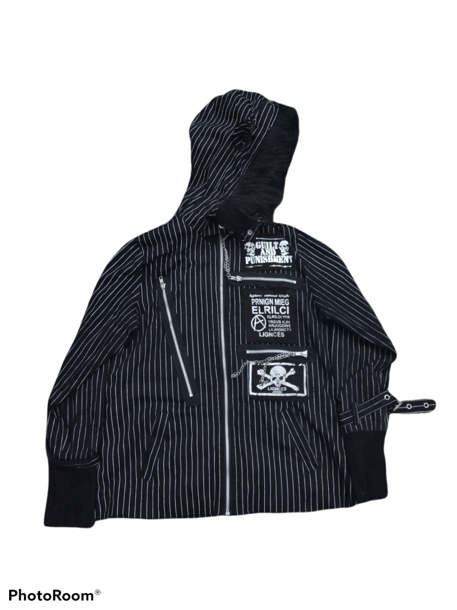 Japanese Brand DEVIL HORN BLACK STRIPE HOODIE Size US S / EU 44-46 / 1 - 1 Thumbnail