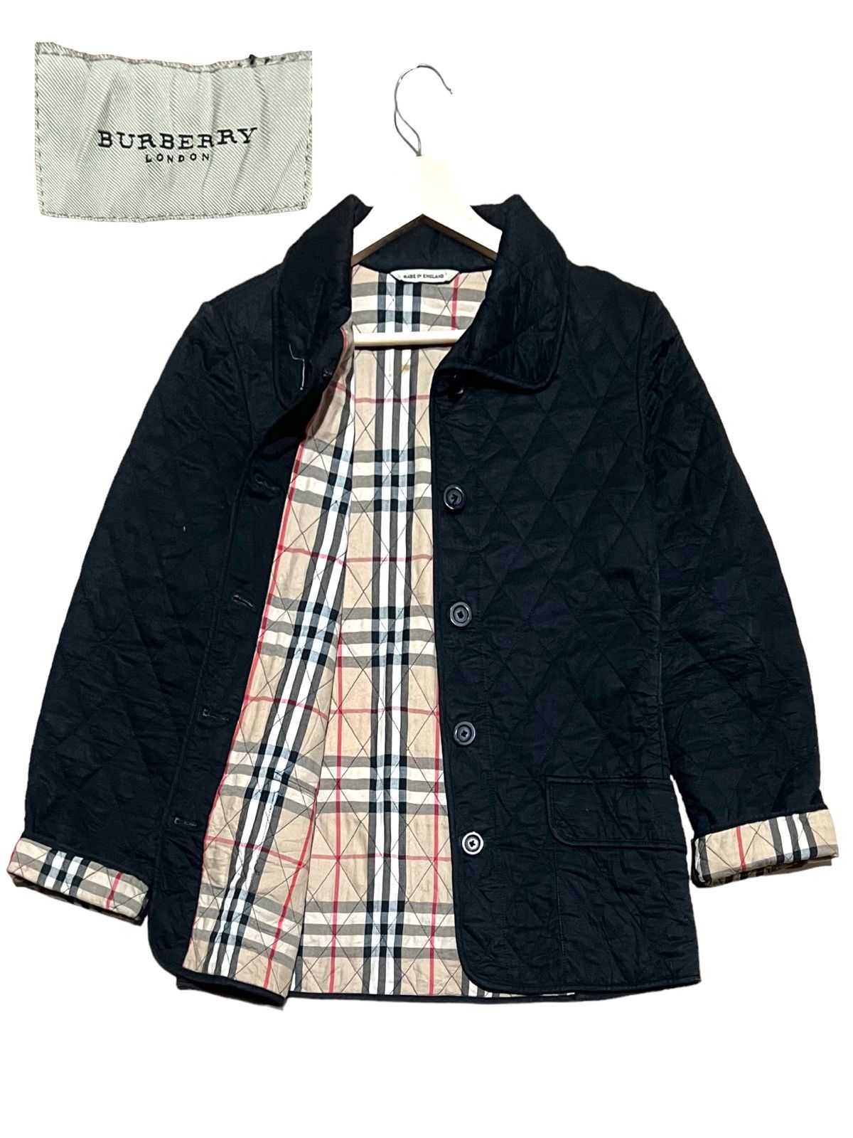 image of Burberry London Black Constance Quilted Novacheck Jacket, Women's (Size Small)