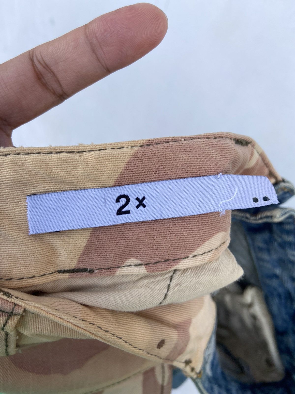Japanese Brand Maison Conception Libre Denim Mix Camo Pant Size US 31 - 7 Thumbnail
