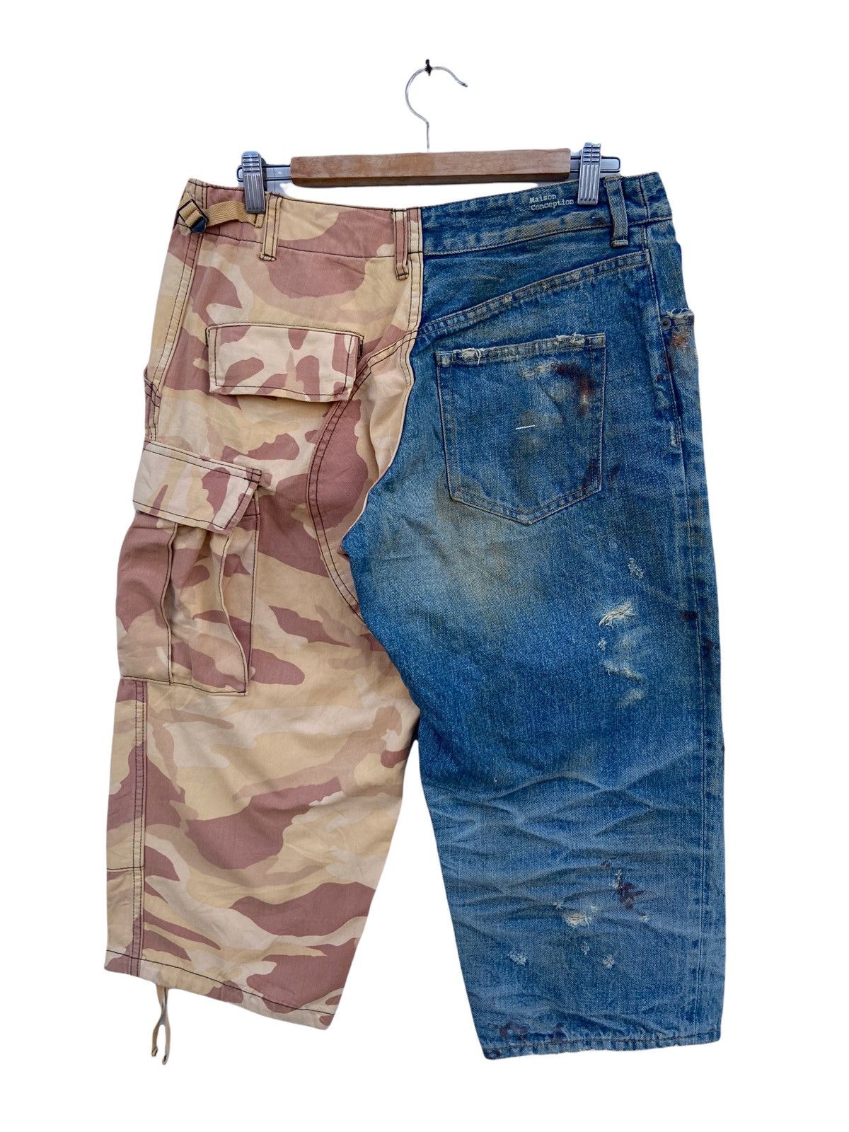 Japanese Brand Maison Conception Libre Denim Mix Camo Pant Size US 31 - 2 Thumbnail