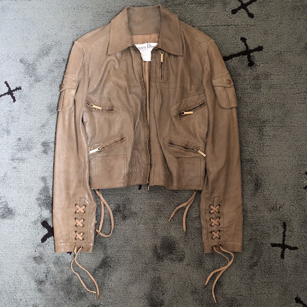 image of Christian Dior Galliano Spring 2002 Archive Bondage Jacket in Olive, Women's (Size Small)