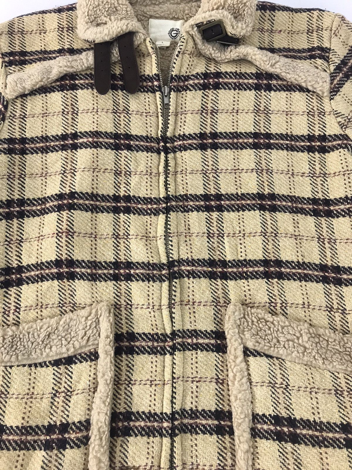 Aztech Mountain × Japanese Brand Good Deal Plaid Checked Sherpa Jacket Wool K463j Size L / US 10 / IT 46 - 2 Thumbnail