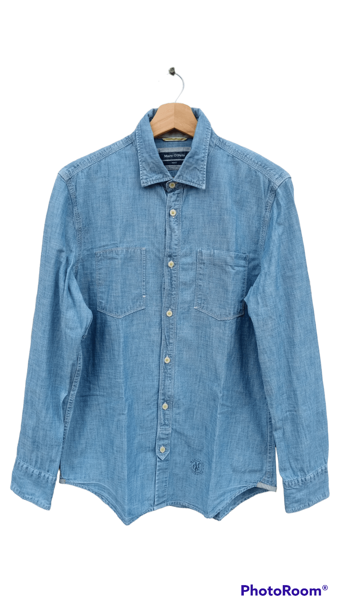 image of Marc O'polo Indigo Pullover Chambray Shirt in Indigo Blue, Men's (Size Medium)